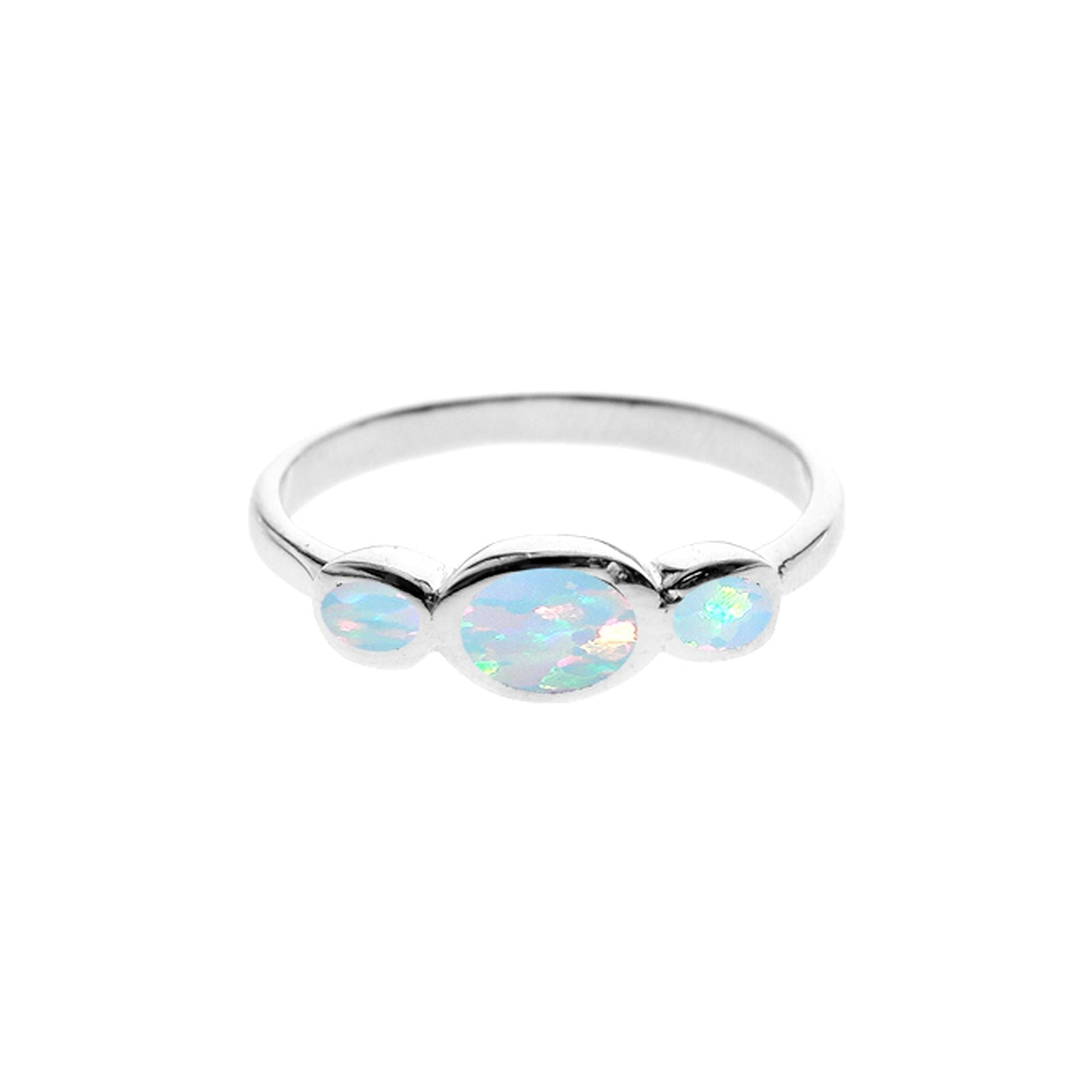 Diana triple oval white opalique ring