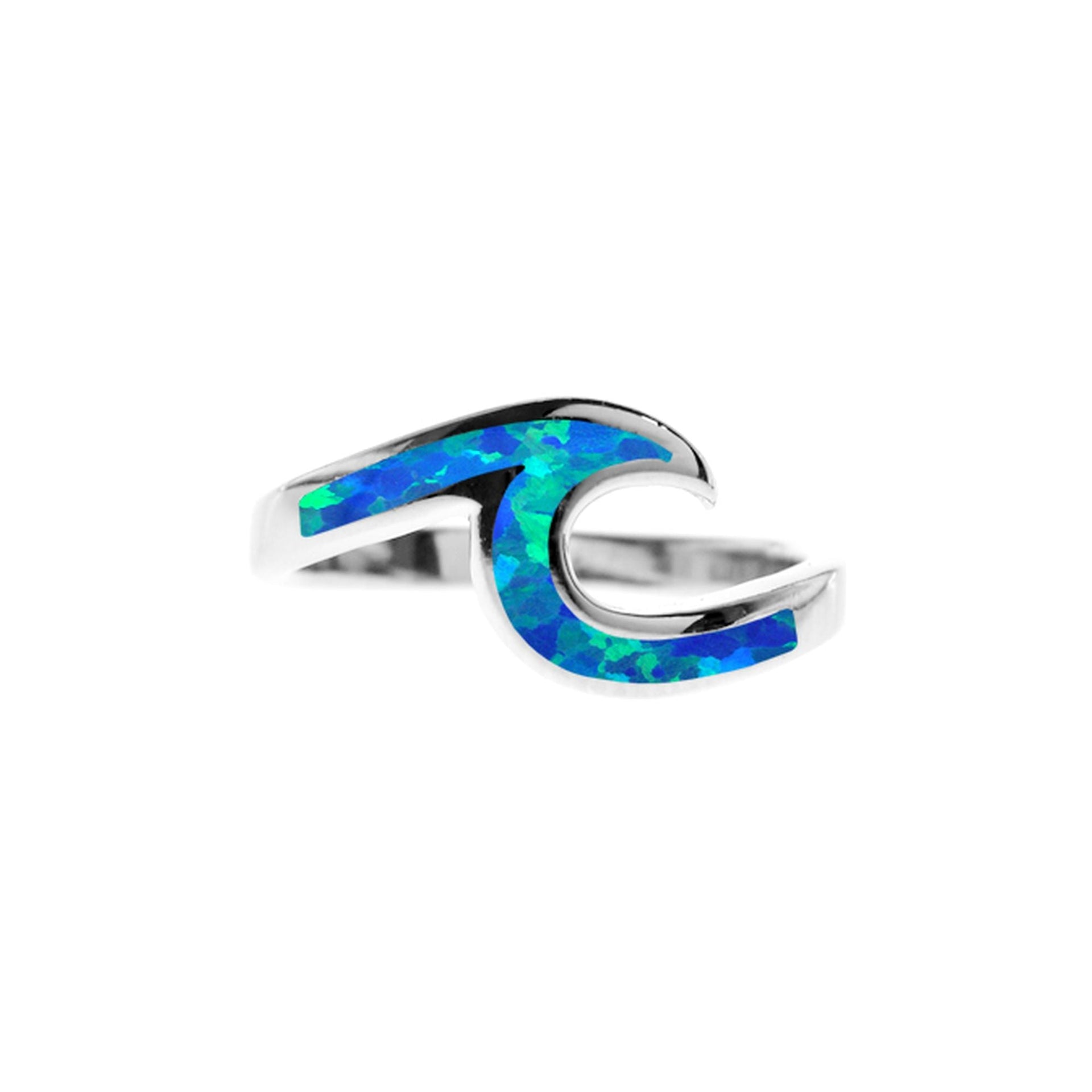 Ana blue opalique inlaid wave ring