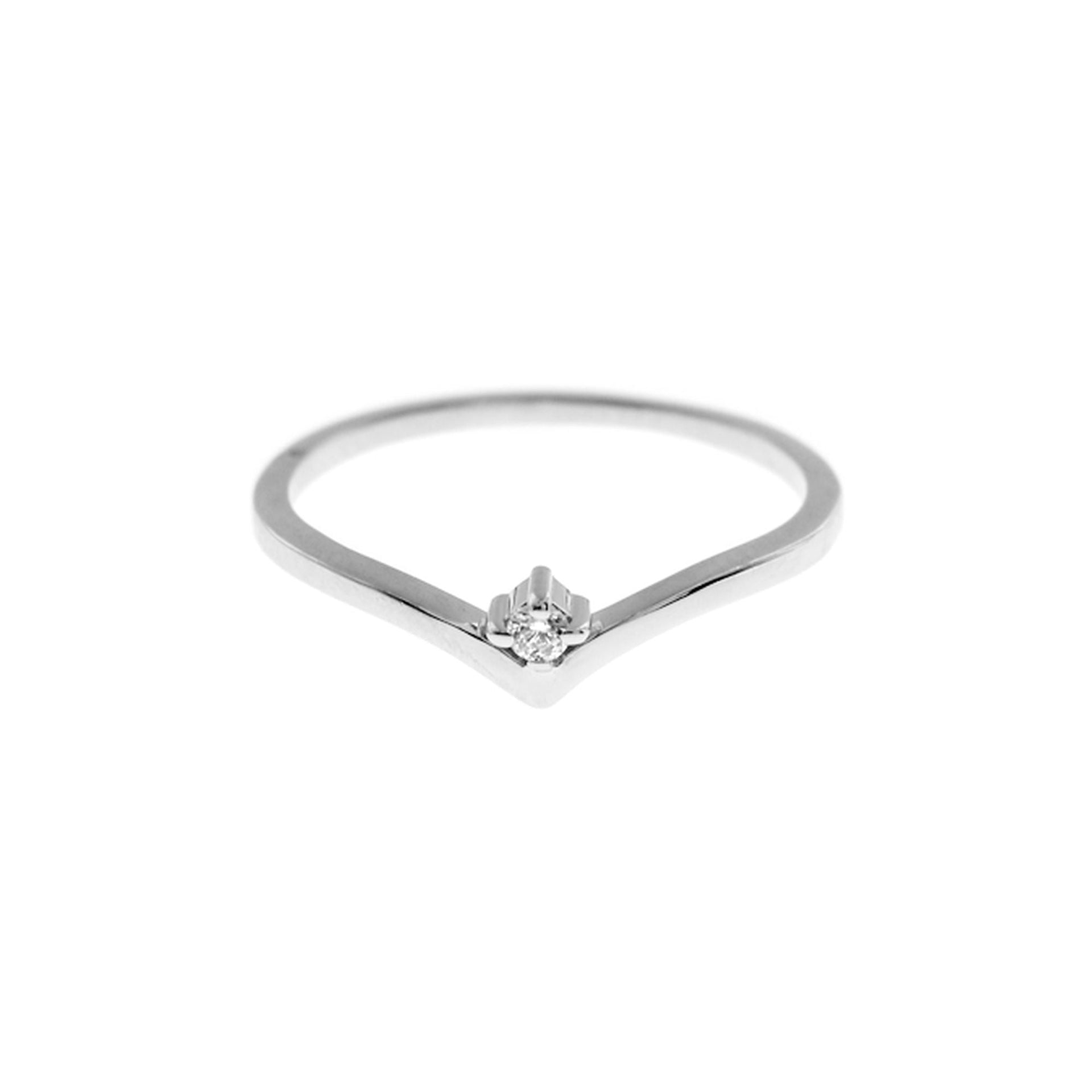 Carrie fine wishbone with single CZ ring
