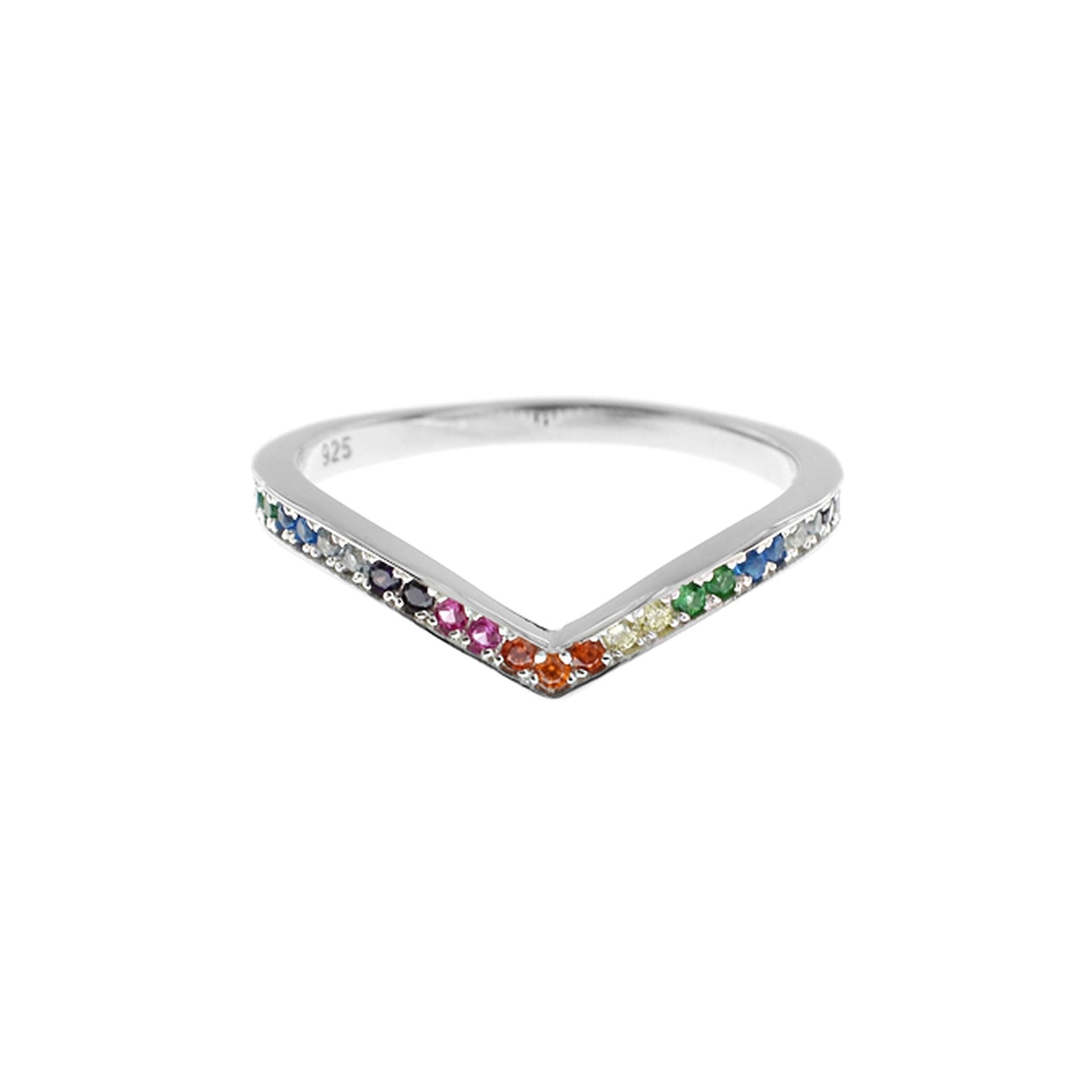 Callista rainbow CZ wishbone ring