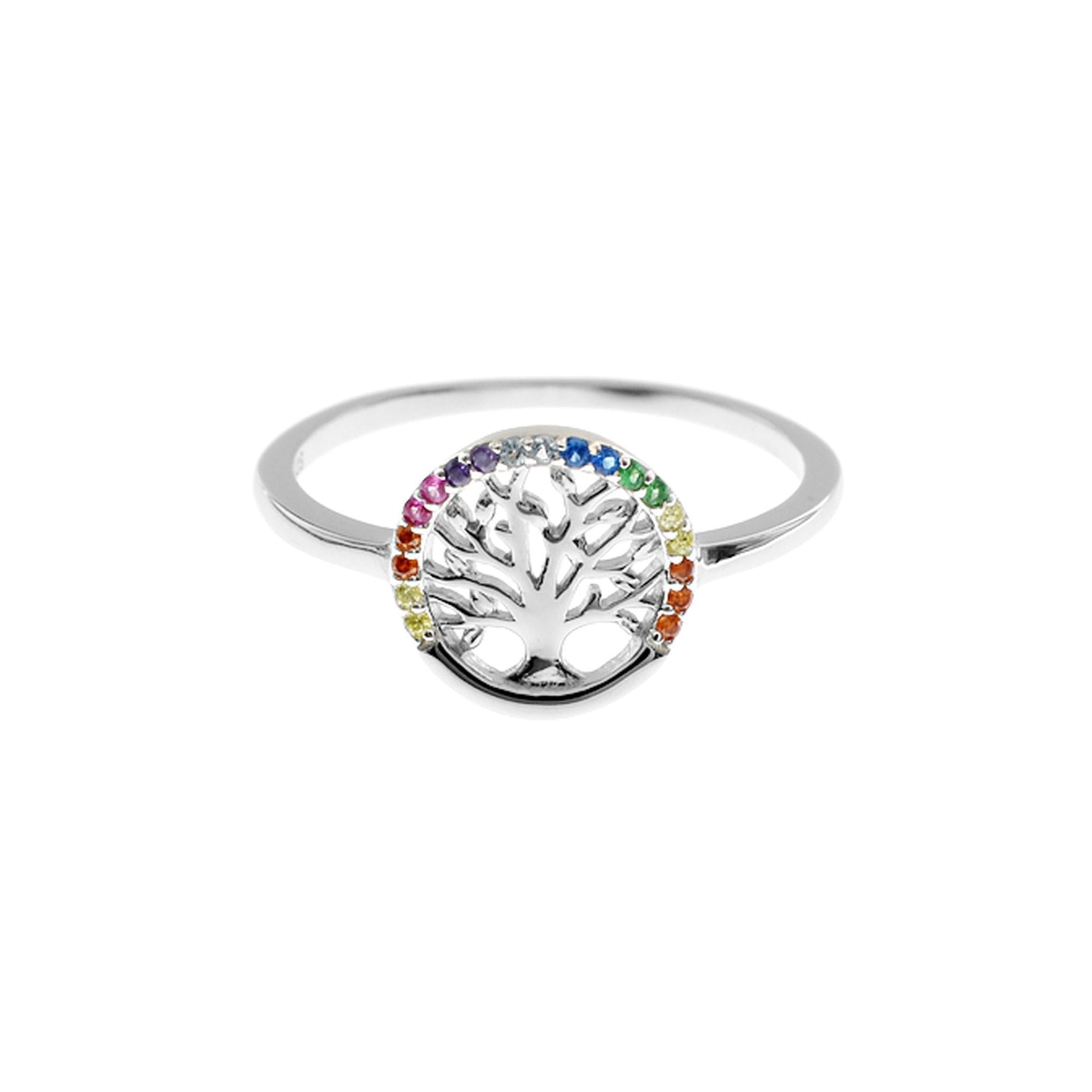 Callista rainbow CZ tree of life ring