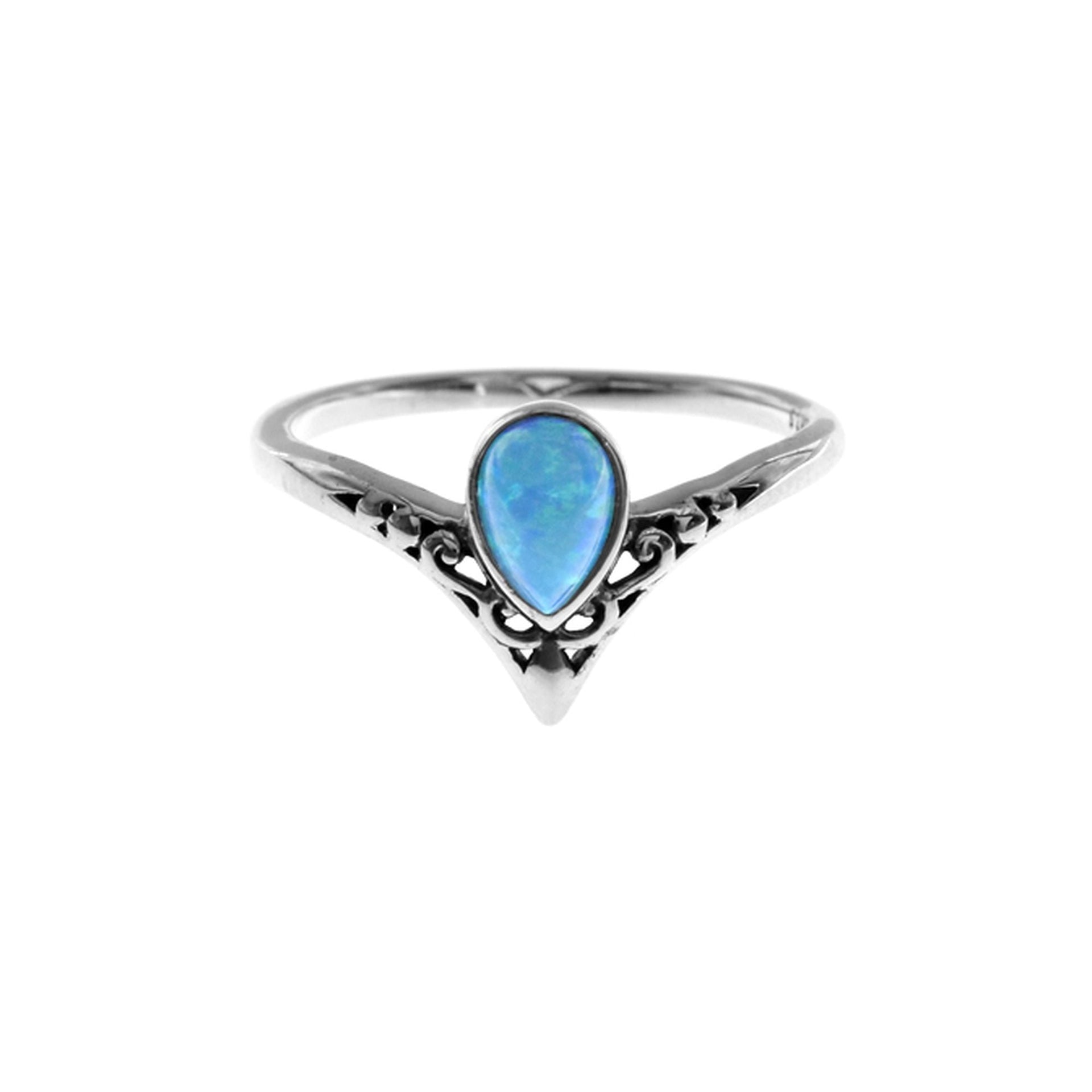 Sabrina vintage wishbone blue opalique ring