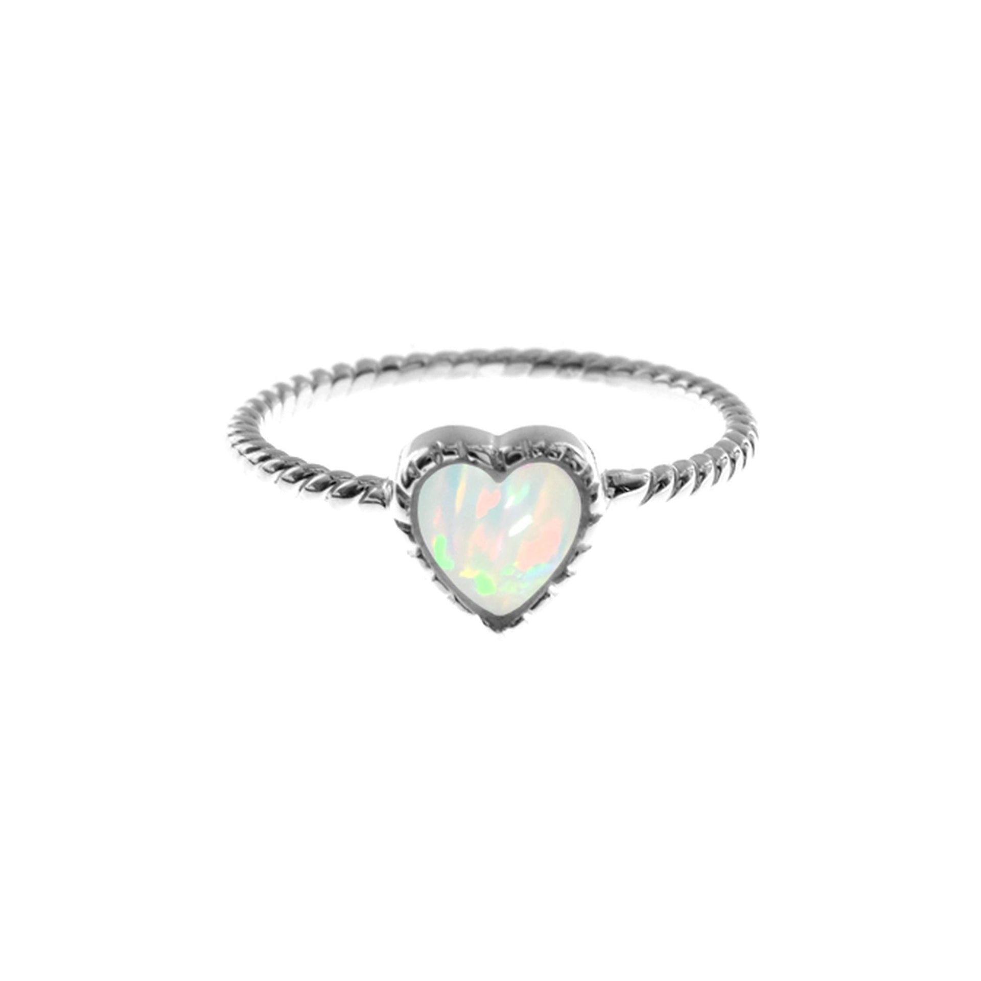 Bethan rope shank with white opalique heart ring