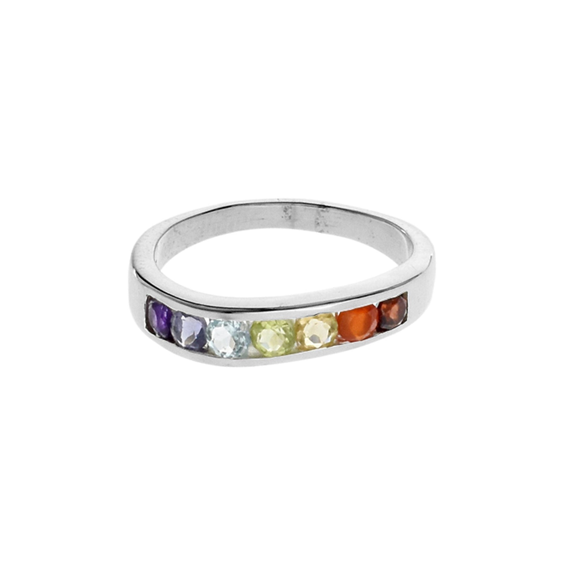 Kenna multi-coloured wave half eternity ring