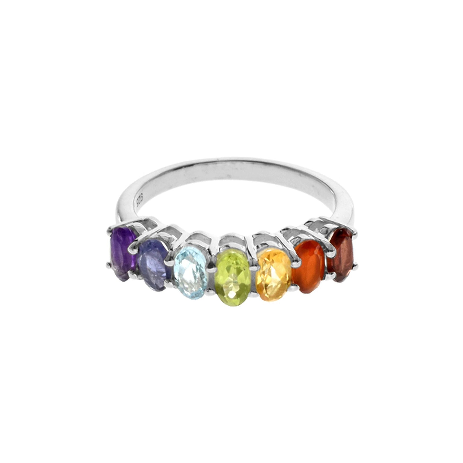 Kenna claw-set multi-coloured ring