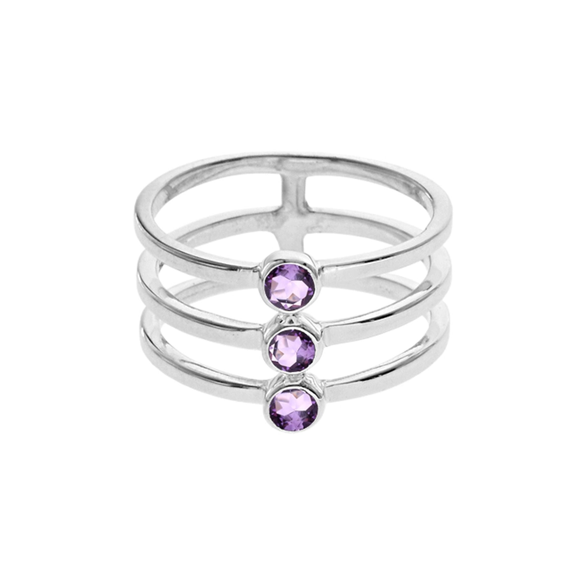 Bridget amethyst triple band ring