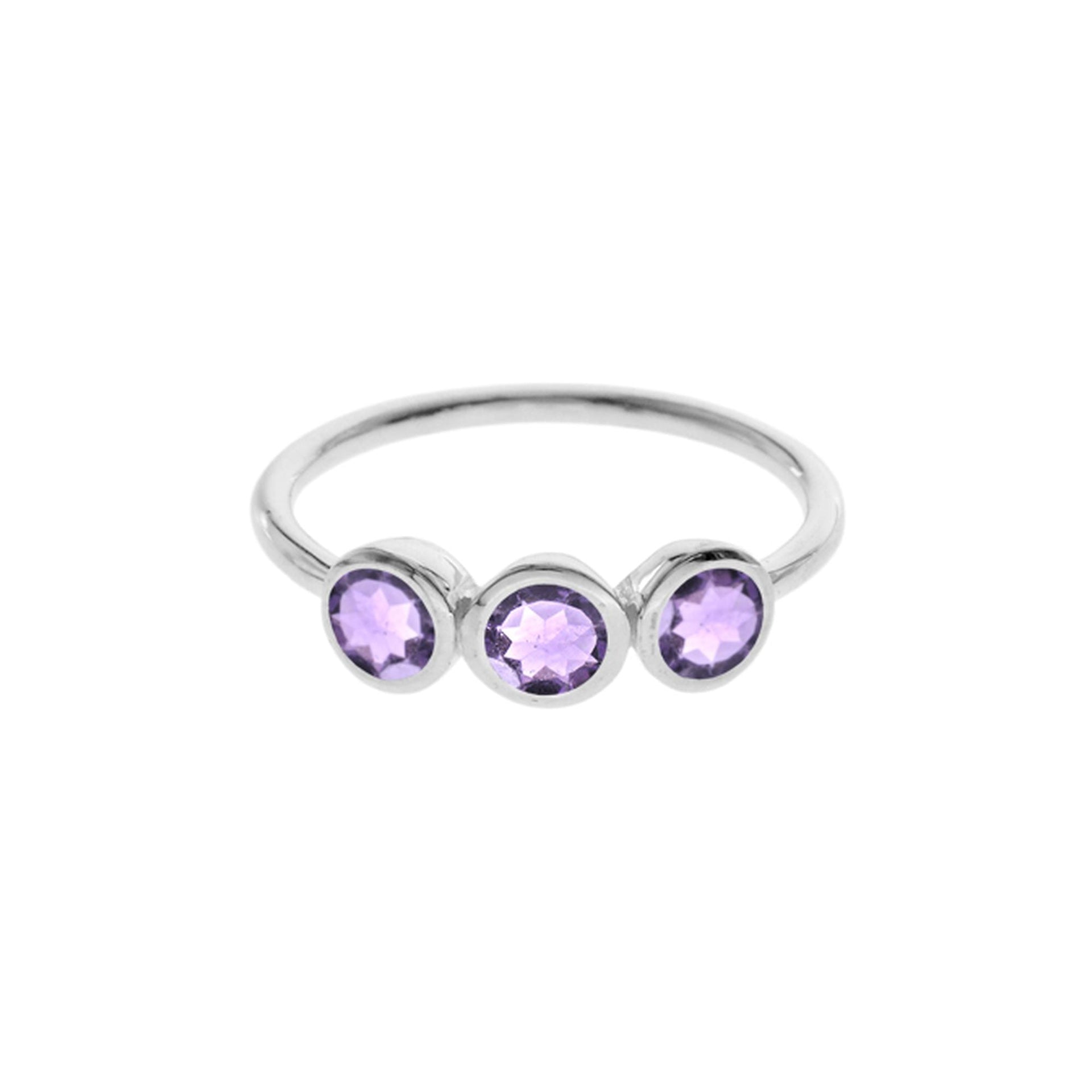 Bridget triple round amethyst facet ring