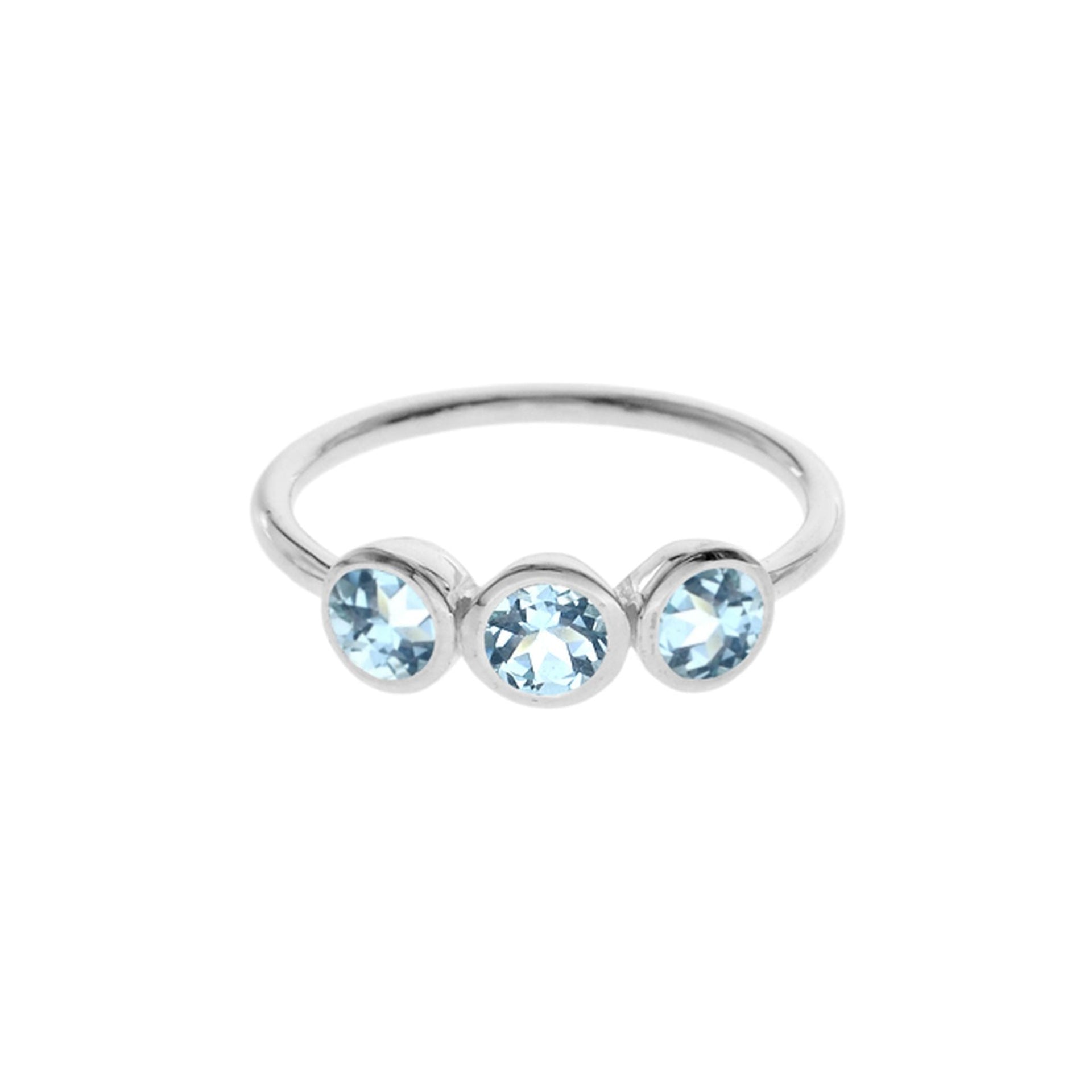 Bridget triple round blue topaz ring