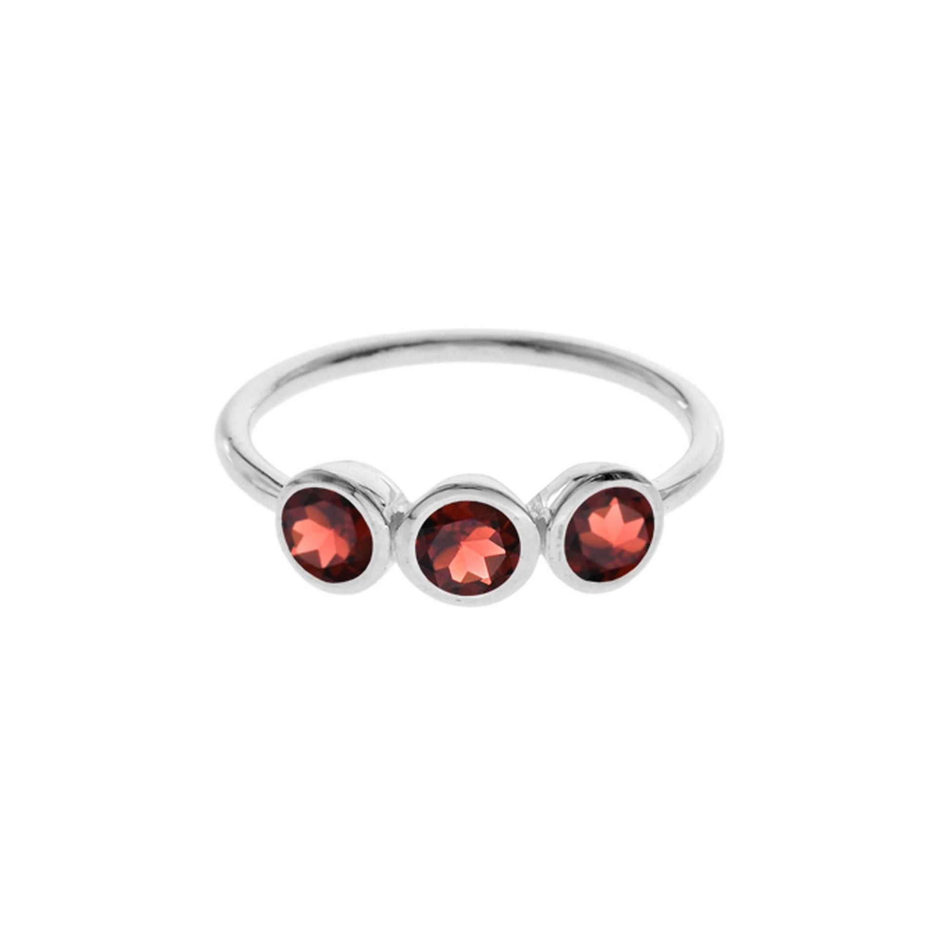 Bridget triple round garnet facet ring