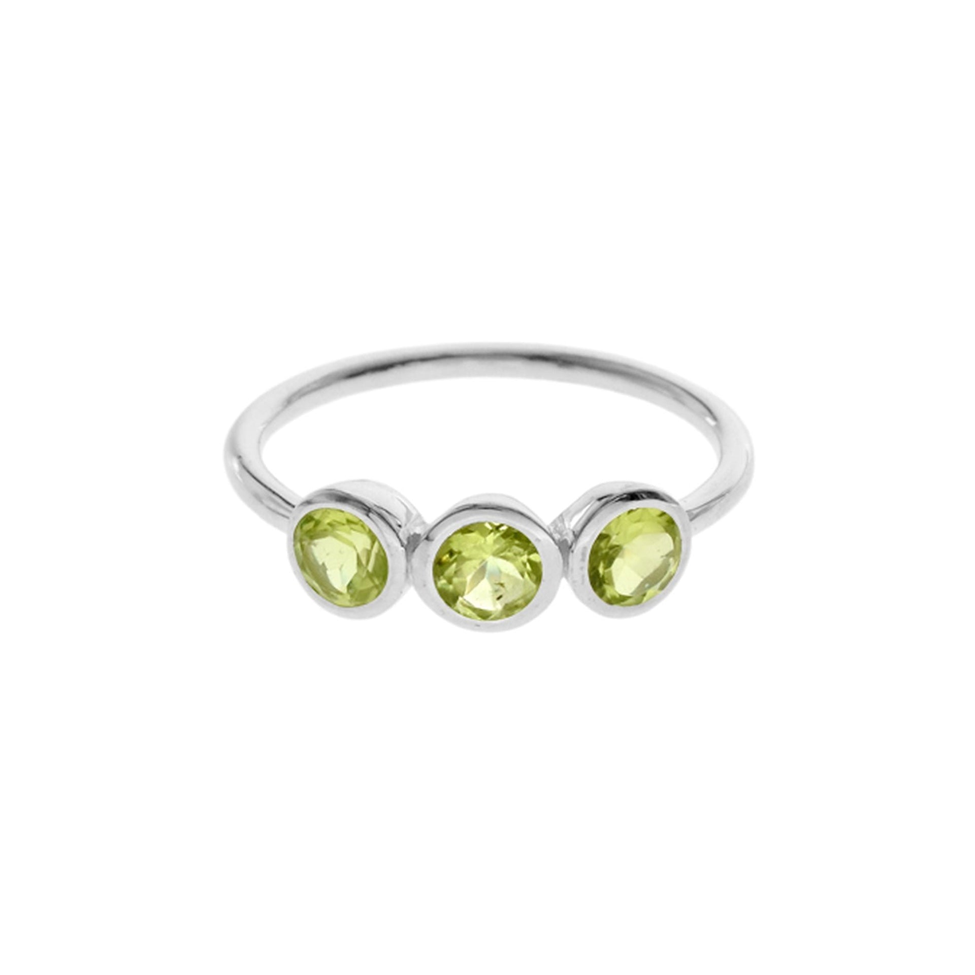 Bridget triple round peridot facet ring