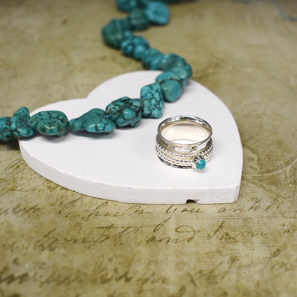 Lexi turquoise triple spinning bobble band ring