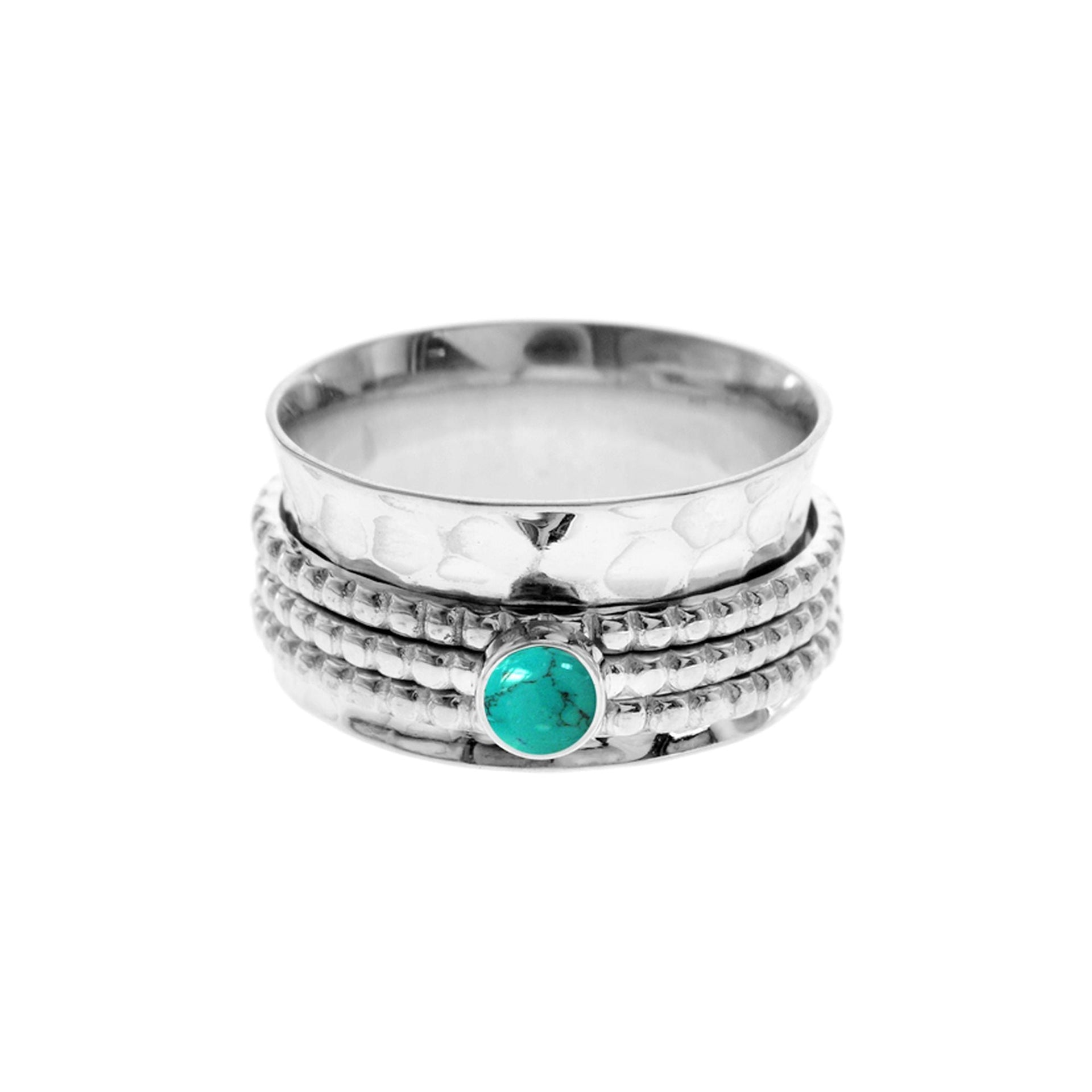 Lexi turquoise triple spinning bobble band ring