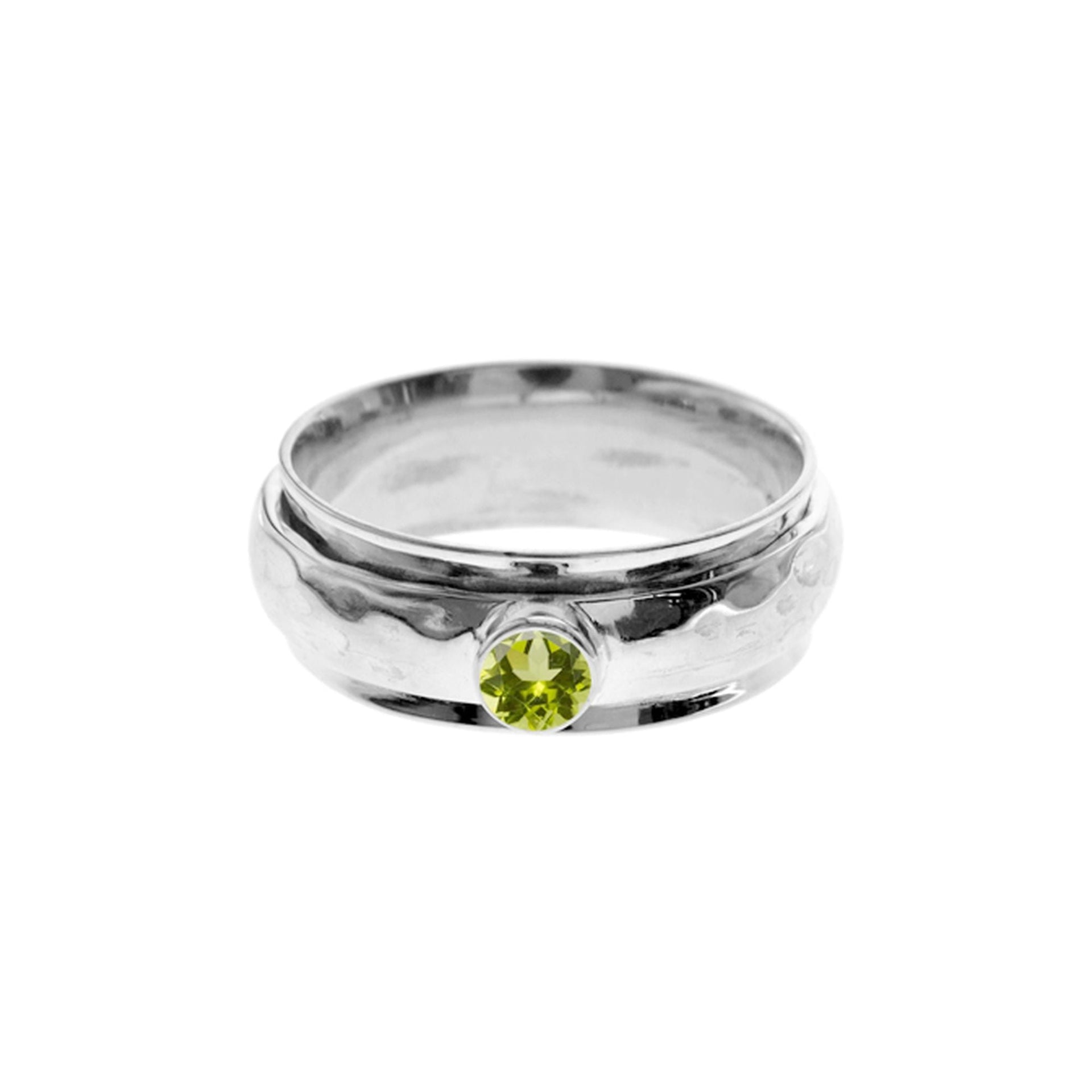 Lexi peridot facet spinning band ring