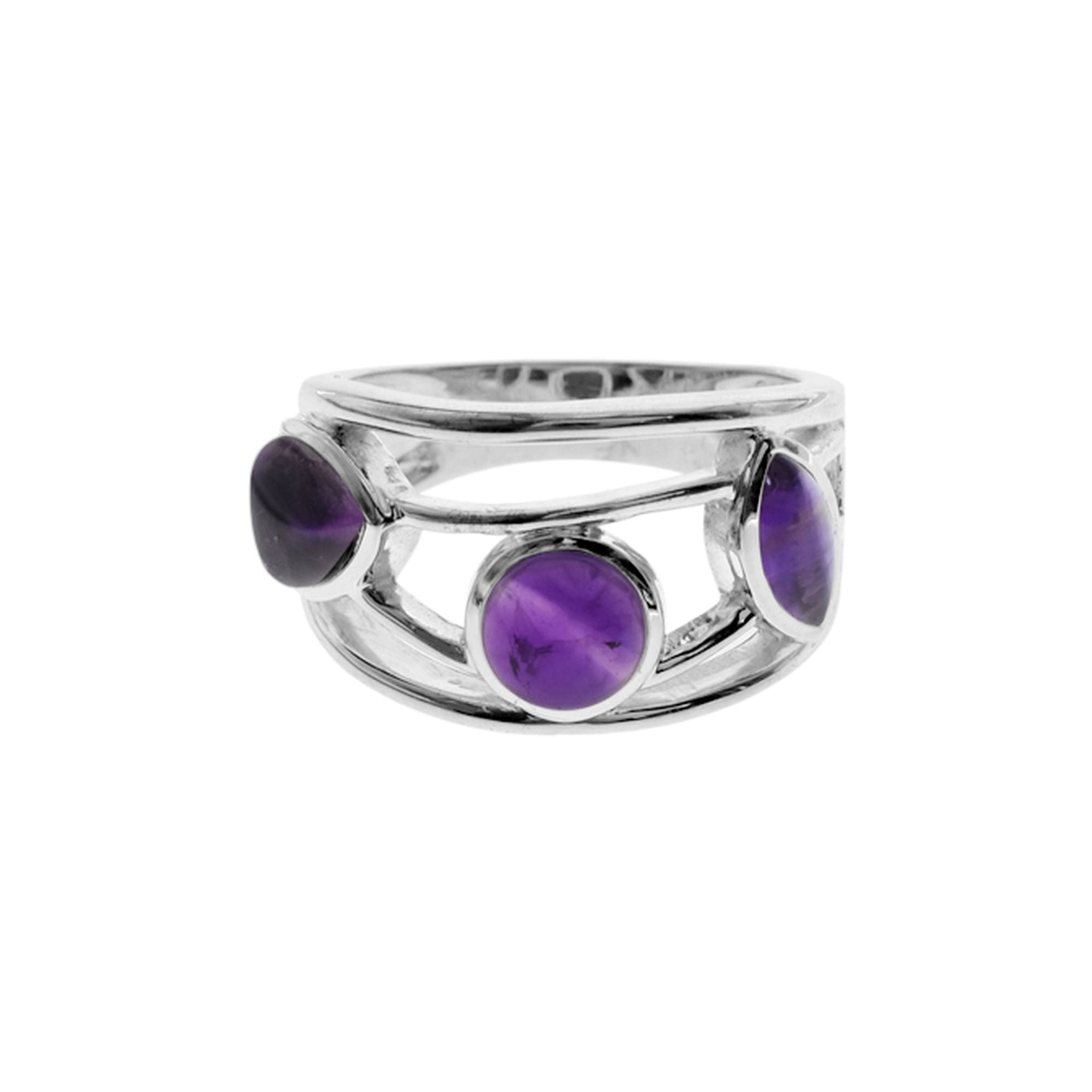Amy trillion-cut round & marquis amethyst ring