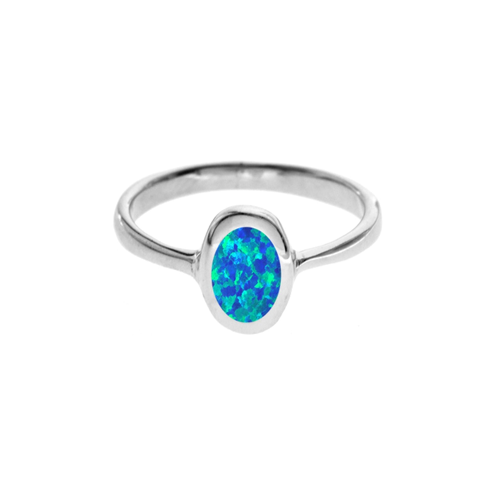 Diana inlaid oval blue opalique ring