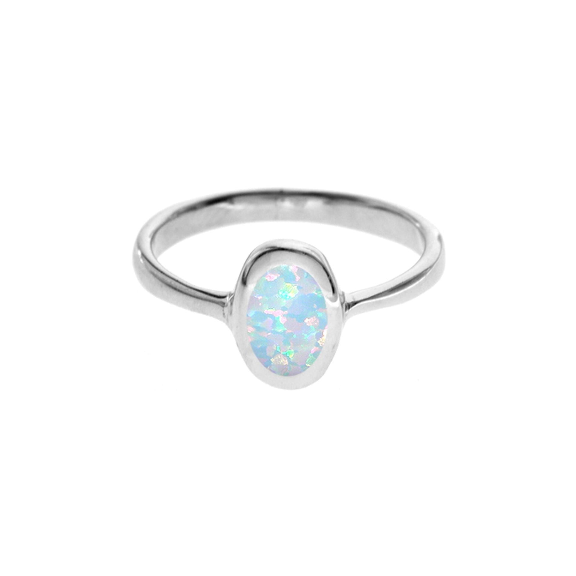 Diana inlaid oval white opalique ring
