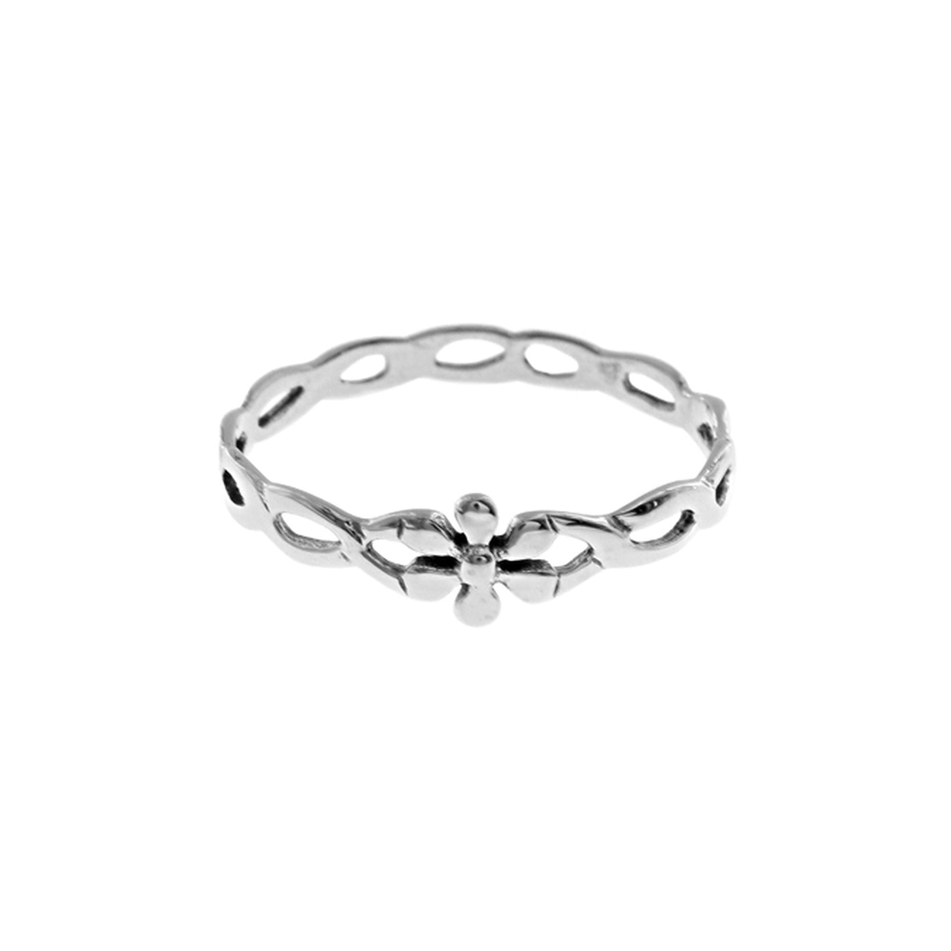 Cora organic entwined fine flower ring