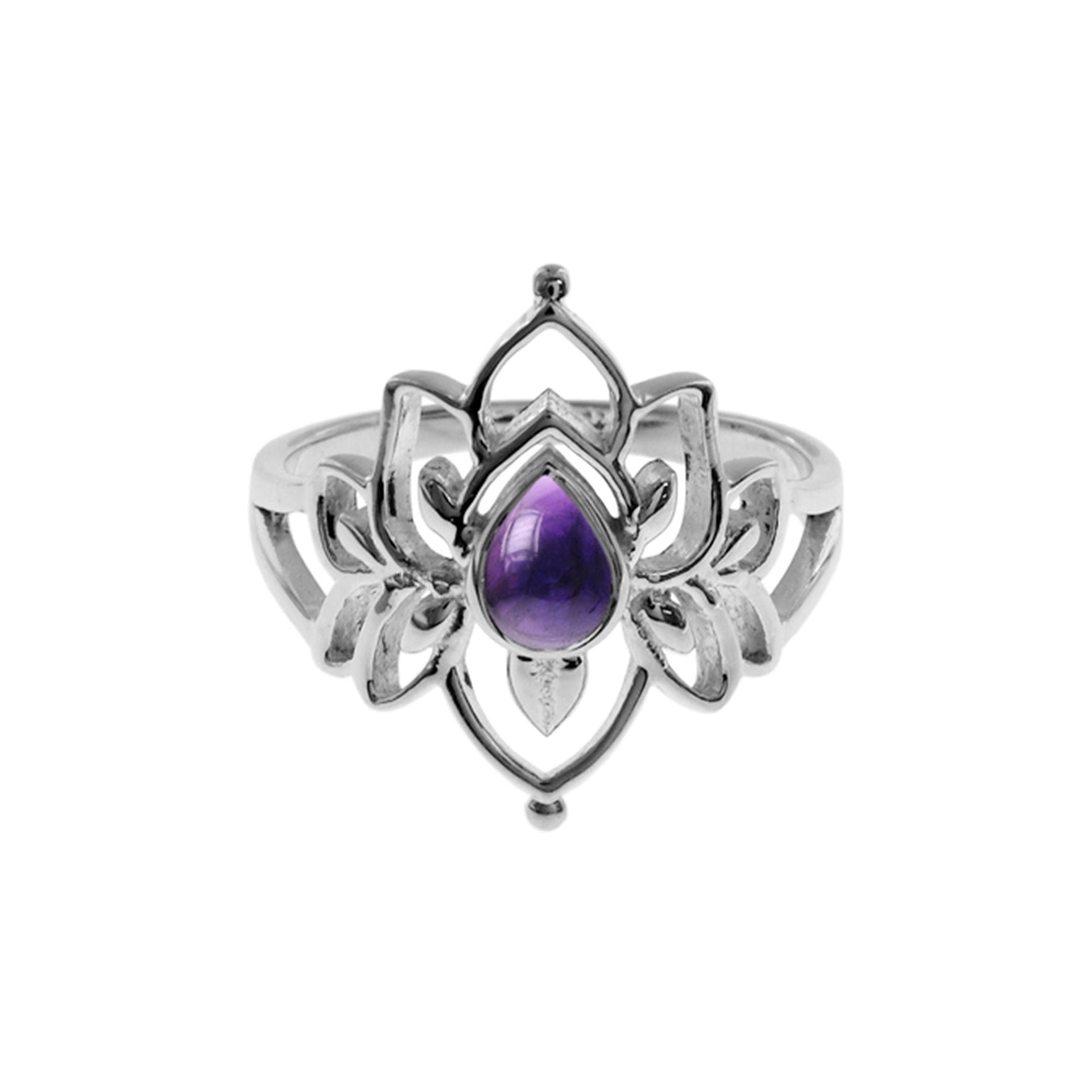 Catalina lotus flower amethyst ring