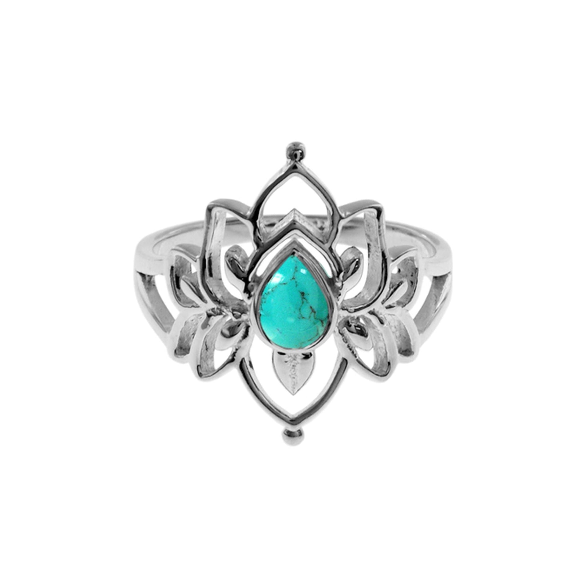 Catalina lotus flower turquoise ring