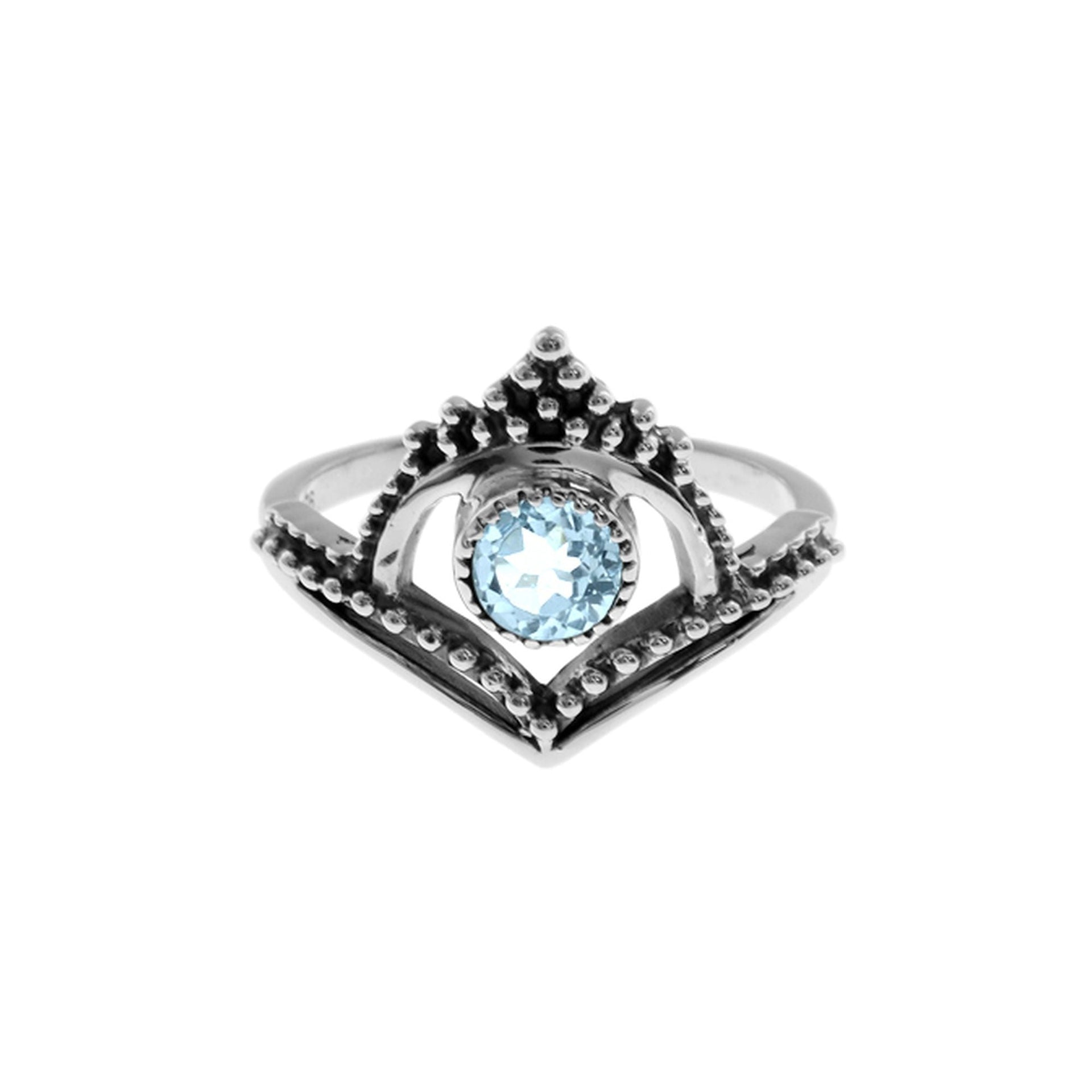 Catalina blue topaz chevron arch ring