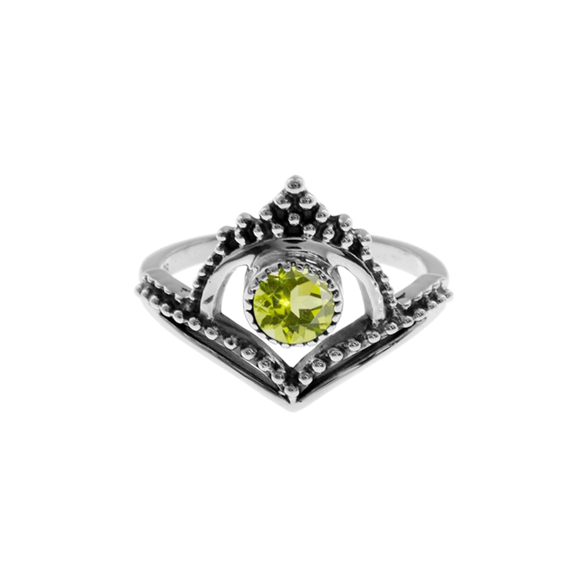 Catalina peridot facet chevron arch ring