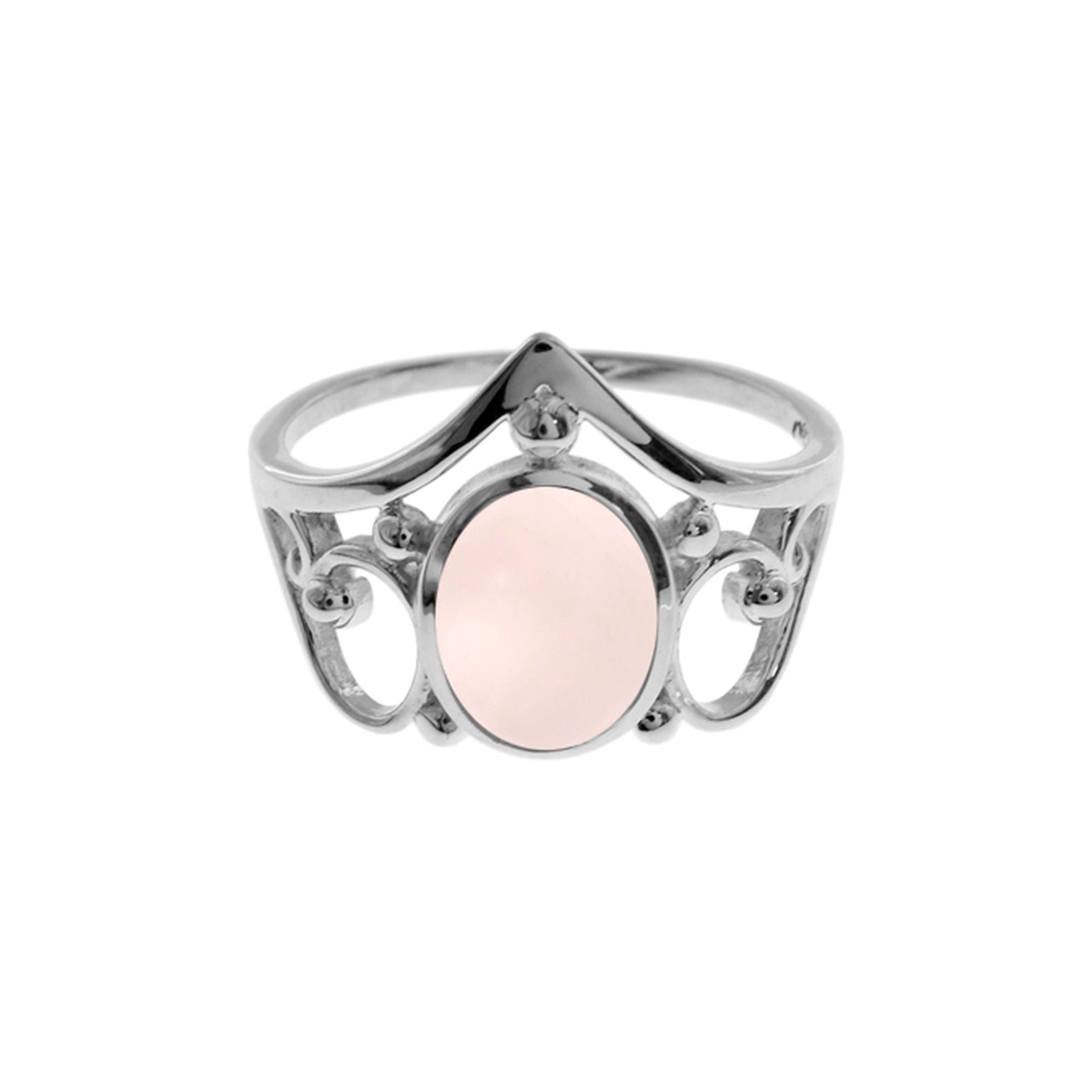 Lola abstract filigree oval rose quartz ring