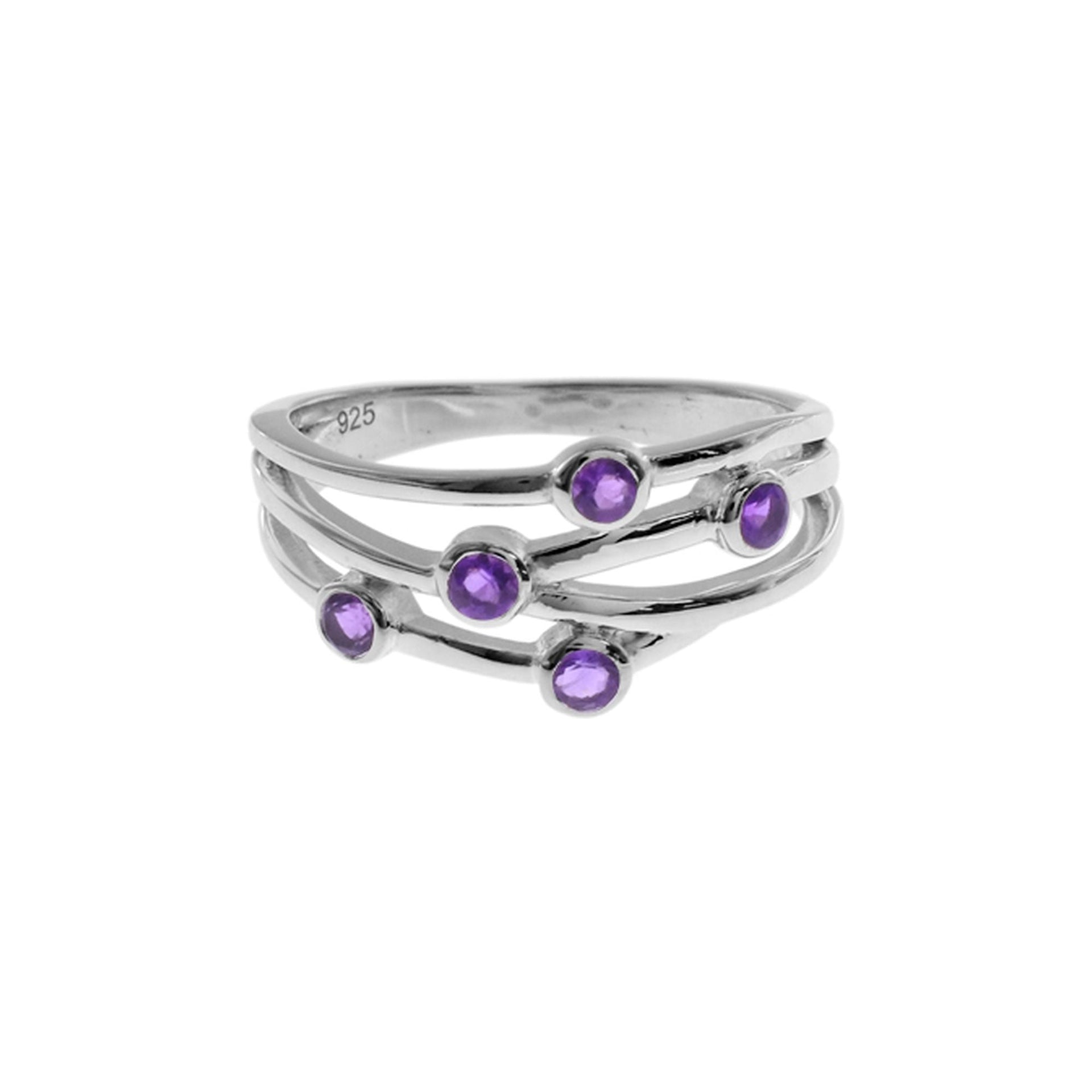Ivy five amethyst facet vine style ring