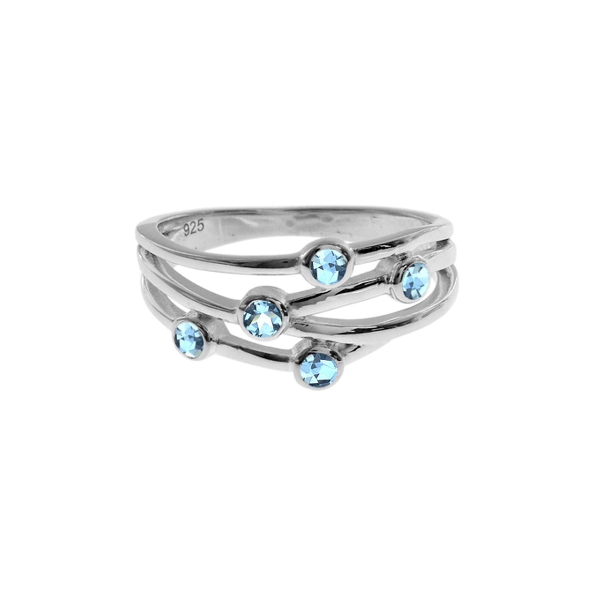Ivy five blue topaz vine style ring