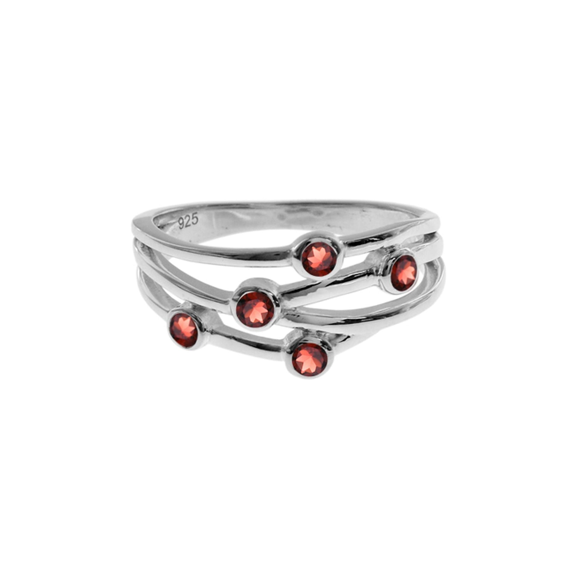 Ivy five garnet facet vine style ring