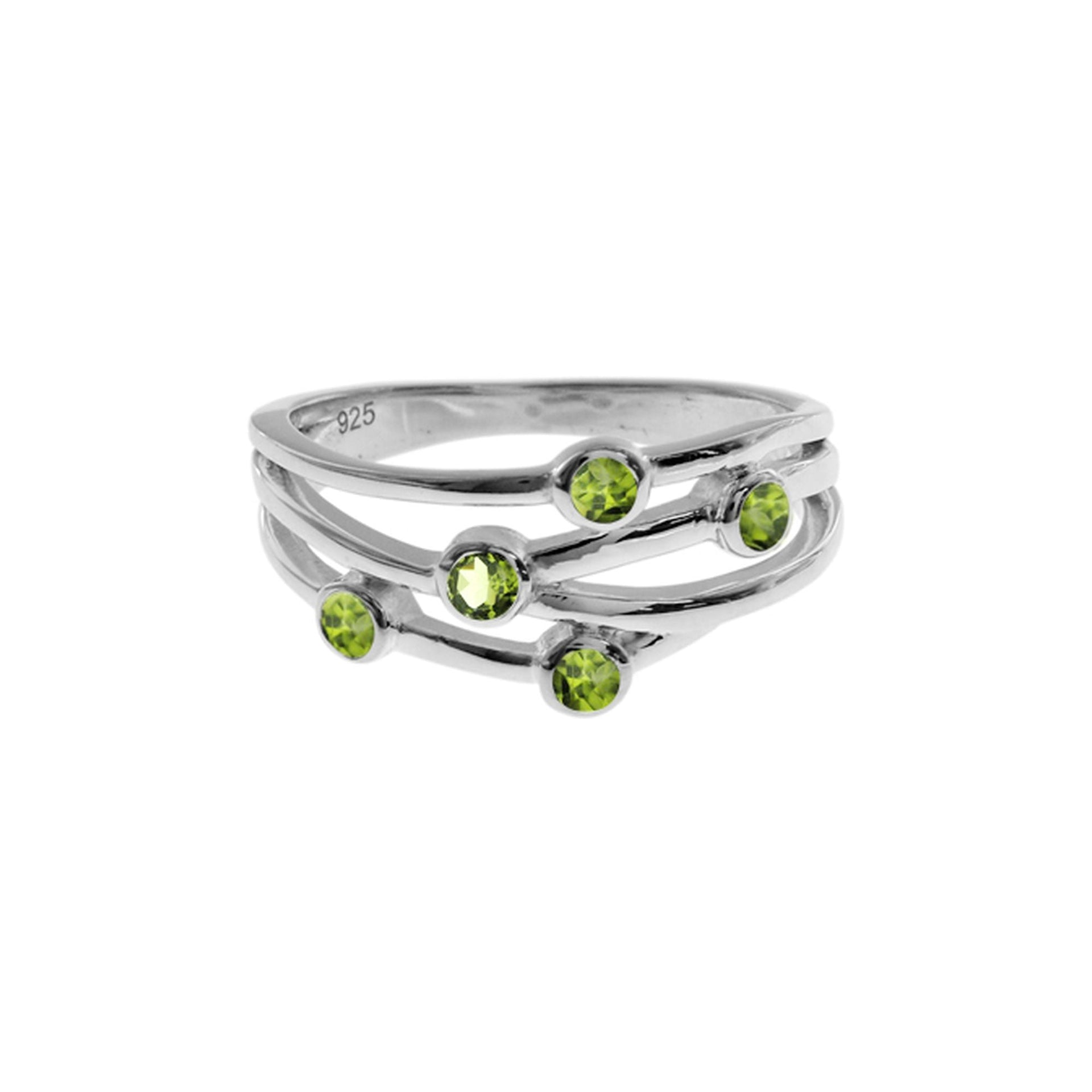 Ivy five peridot facet vine style ring