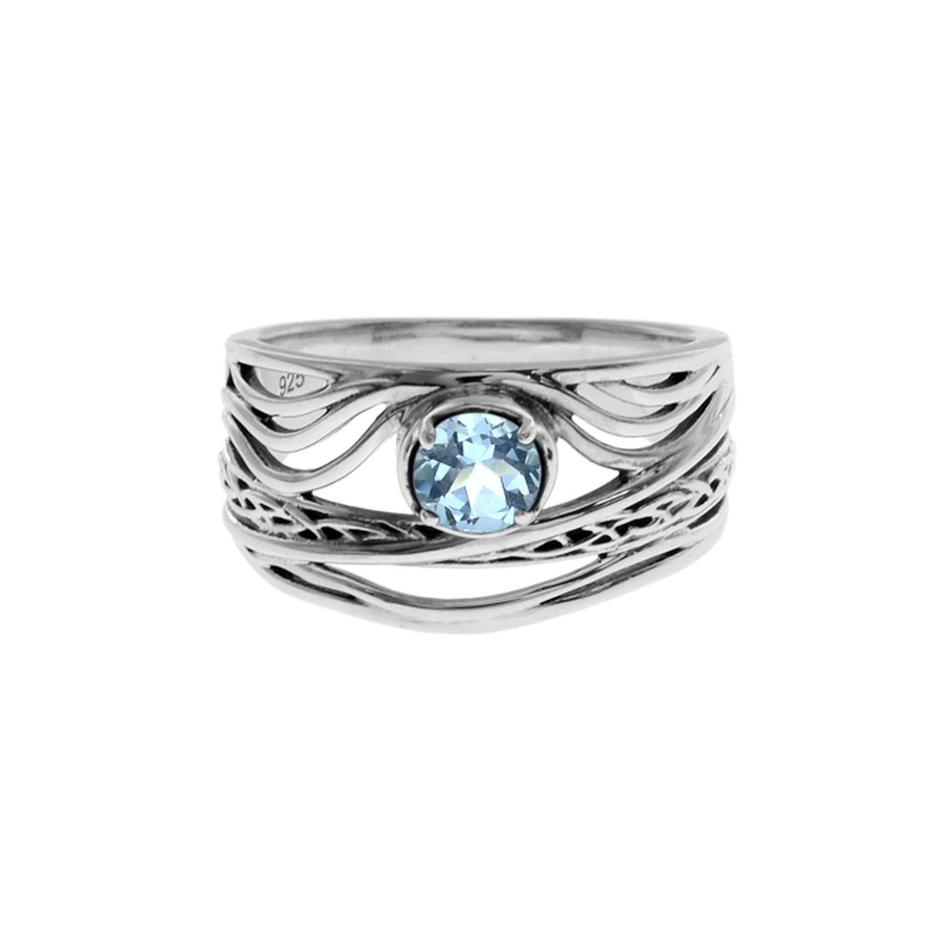 Kara blue topaz organic wave ring