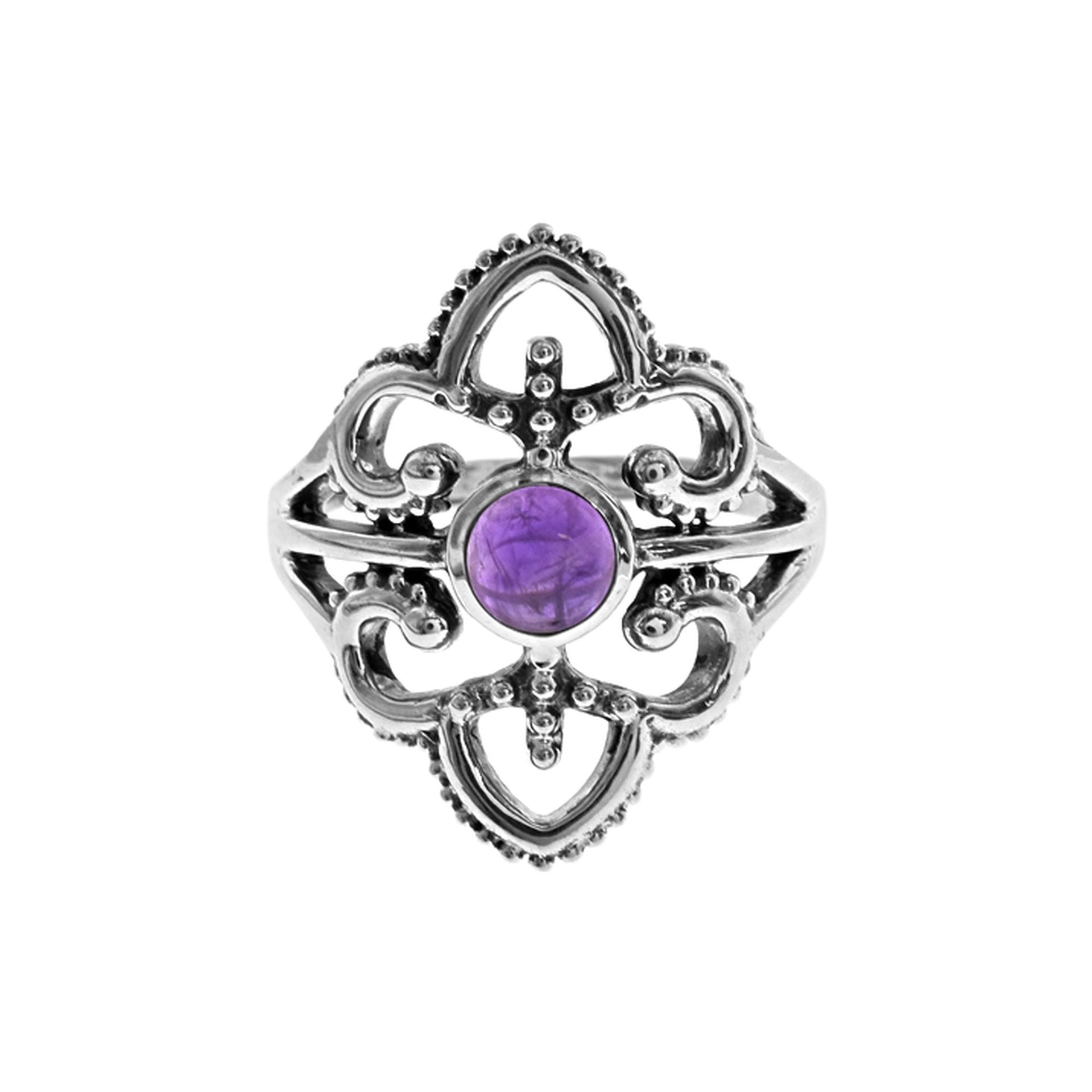 Isla tribal shield amethyst ring