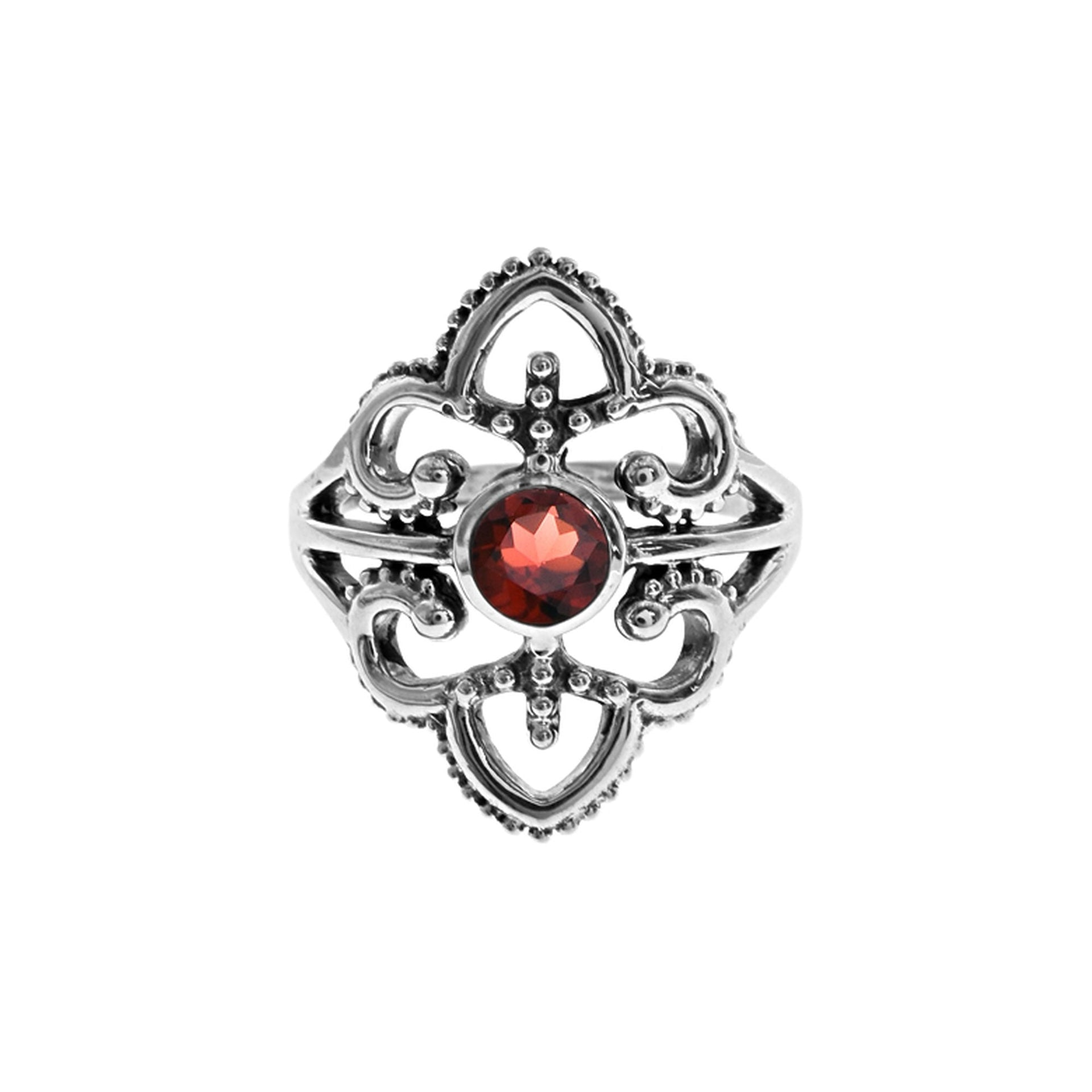 Isla tribal shield garnet ring