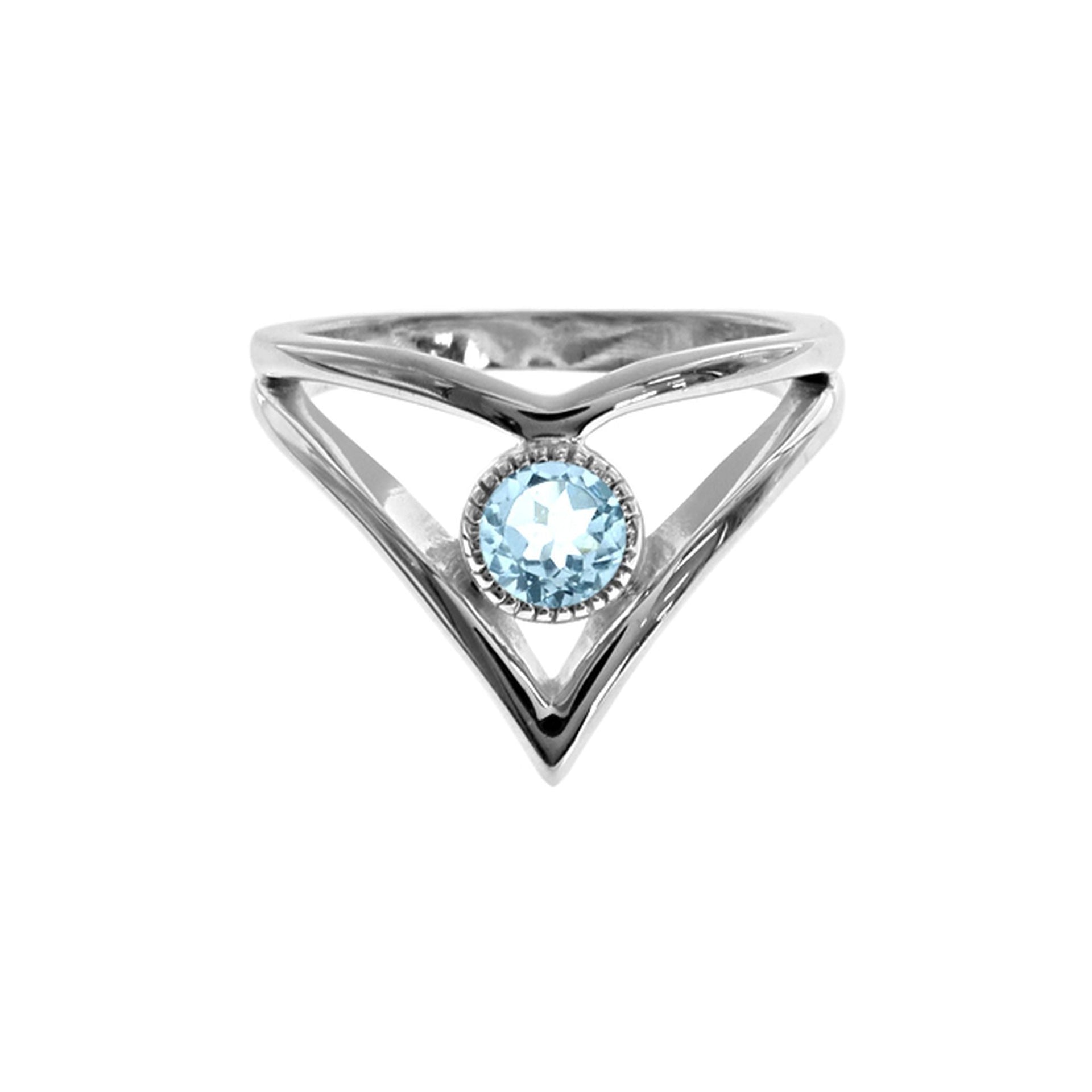 Lola open chevron blue topaz ring