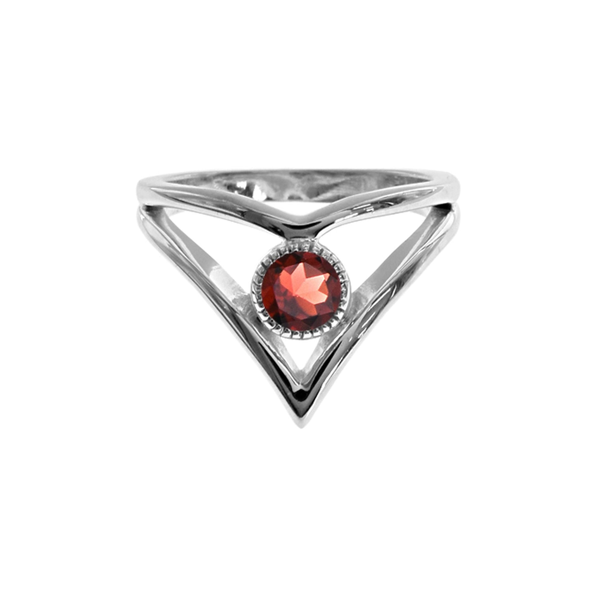 Lola open chevron garnet facet ring
