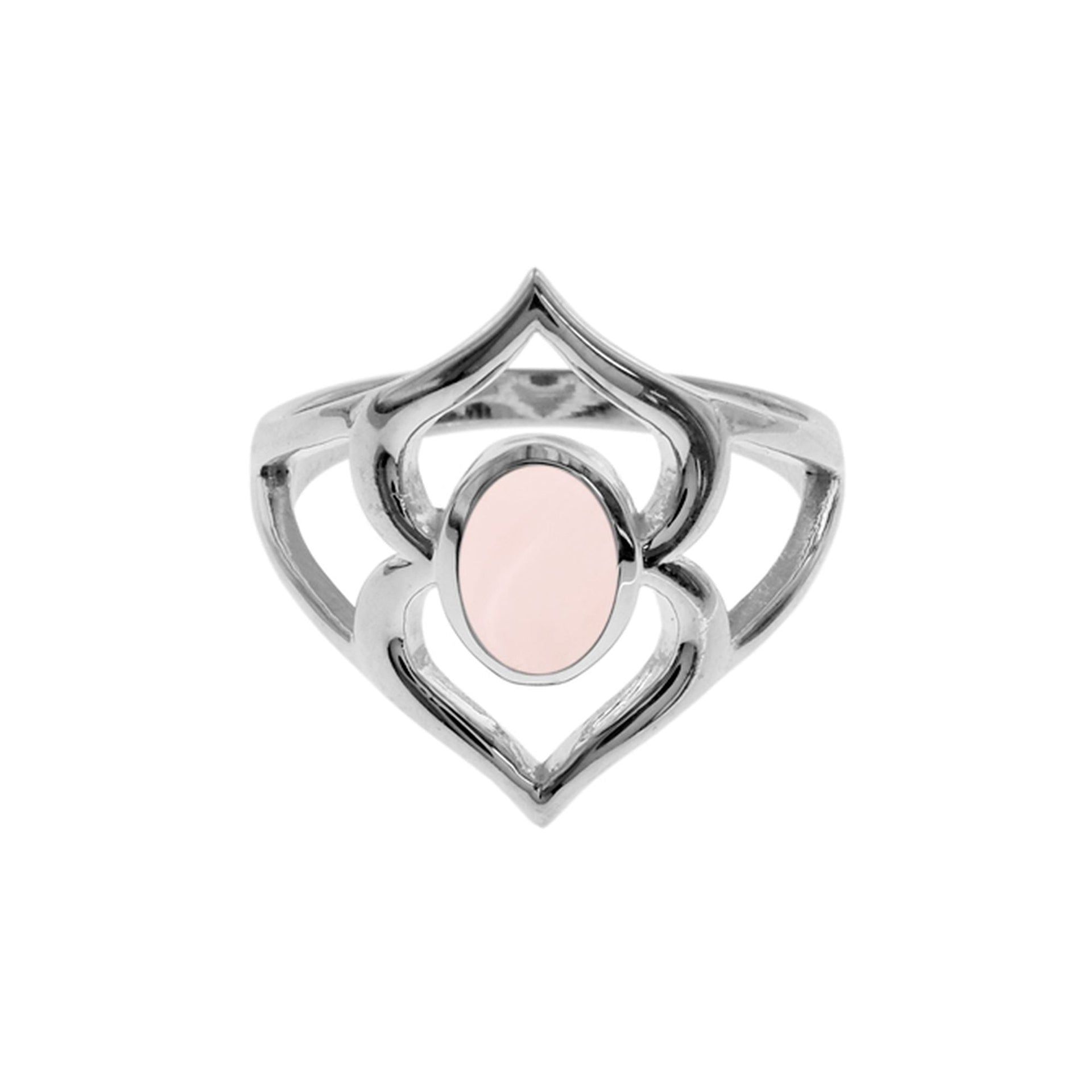 Amy abstract oval rose quartz ring