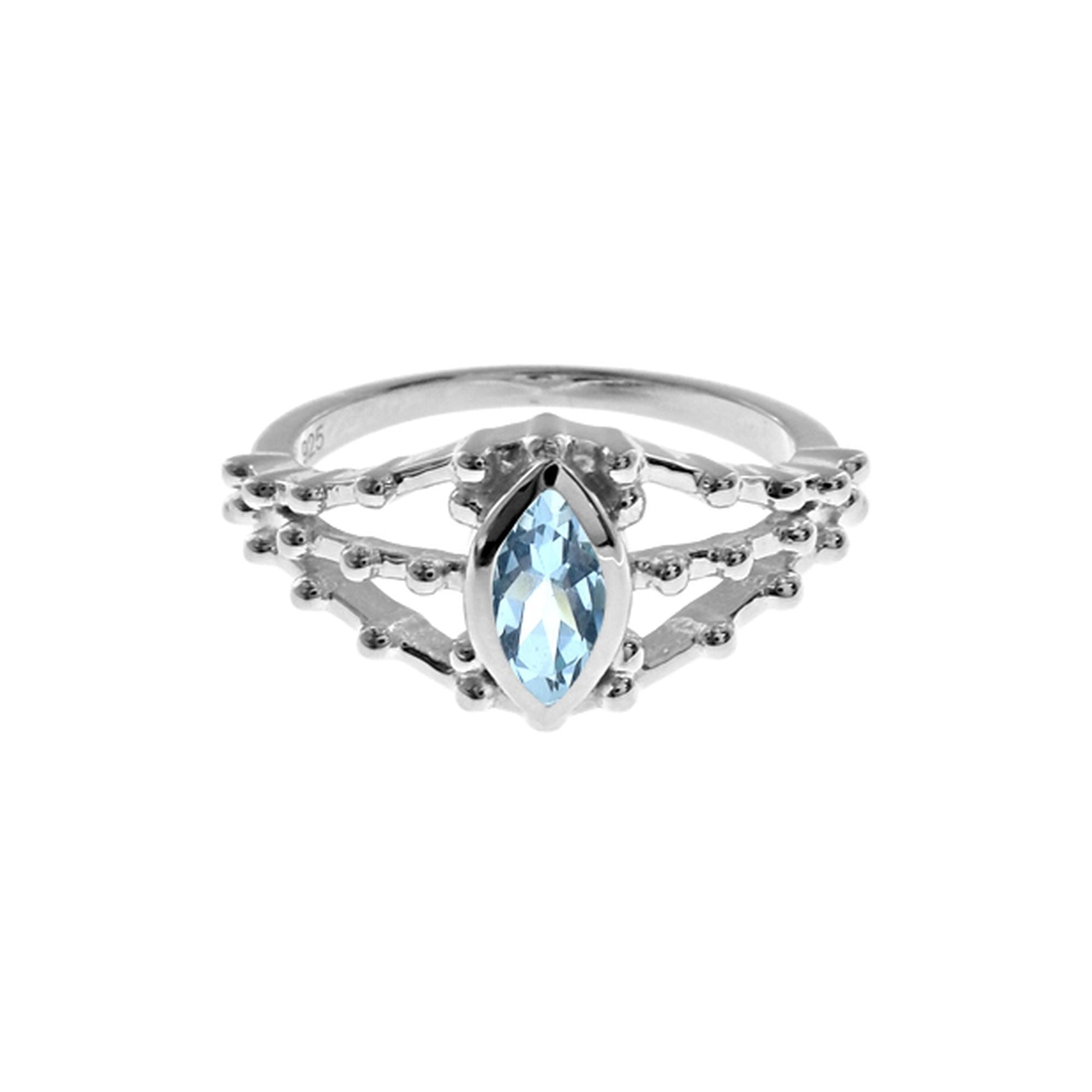 Lola triple split blue topaz ring