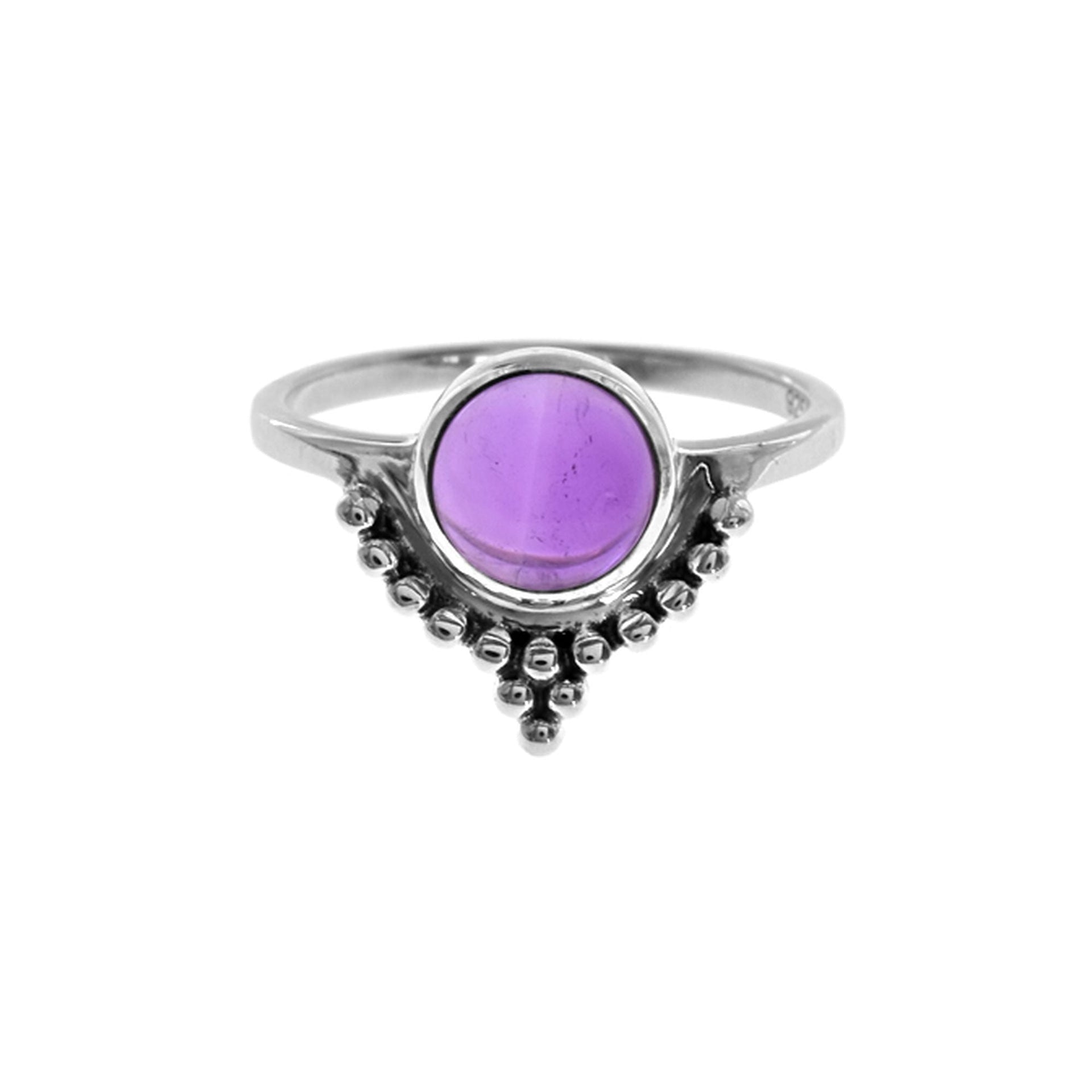 Catalina amethyst chevron with ball detail ring