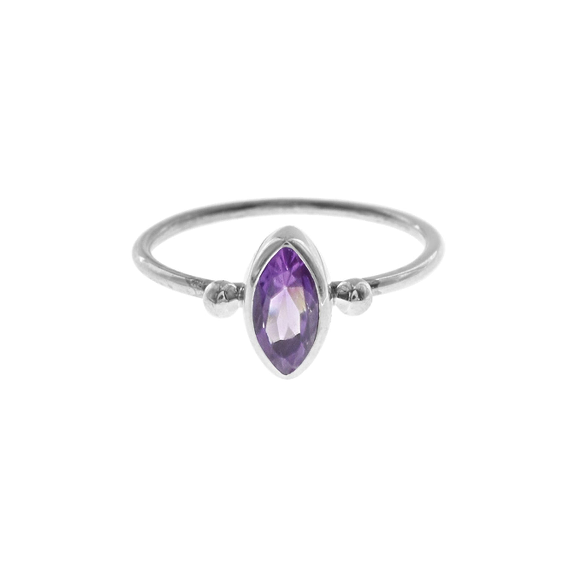 Bridget amethyst facet marquis with bead detail ring
