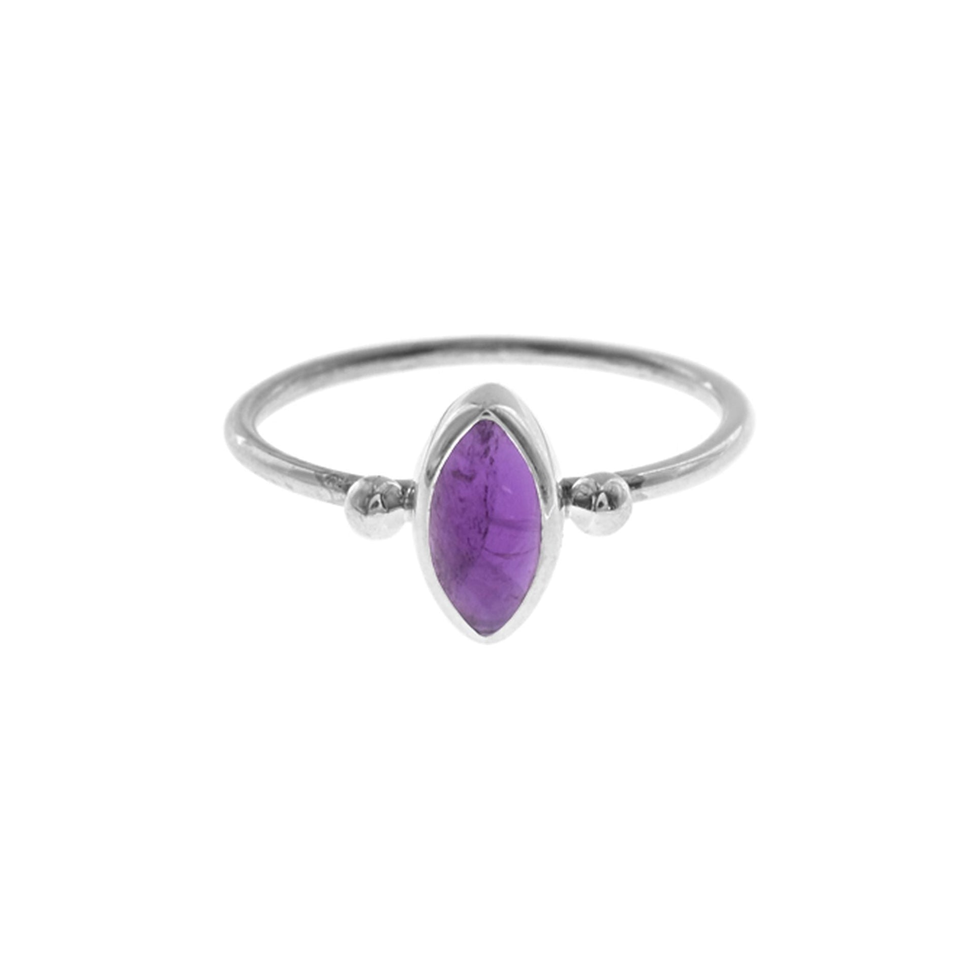 Bridget amethyst marquis with bead detail ring