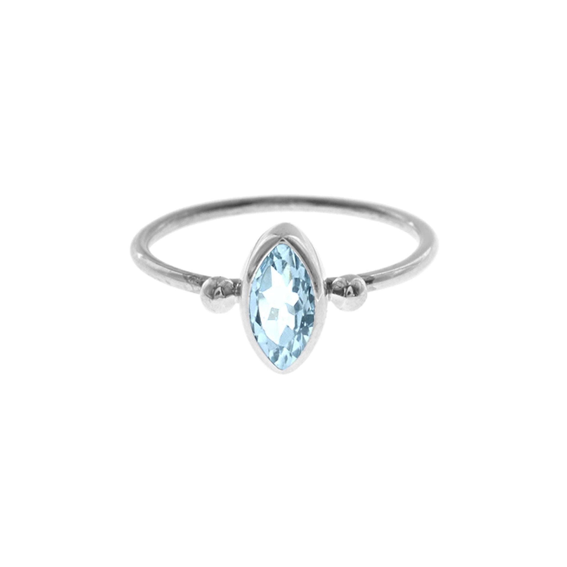 Bridget blue topaz marquis with bead detail ring