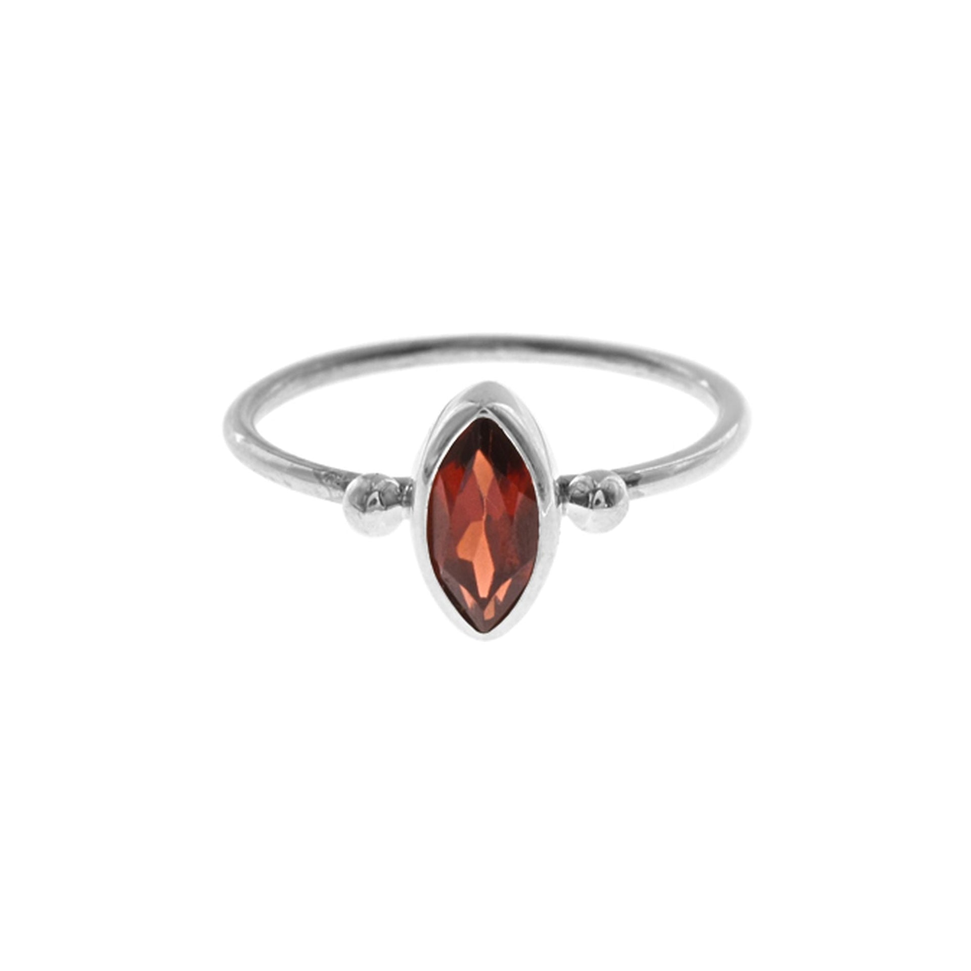 Bridget garnet facet marquis with bead detail ring