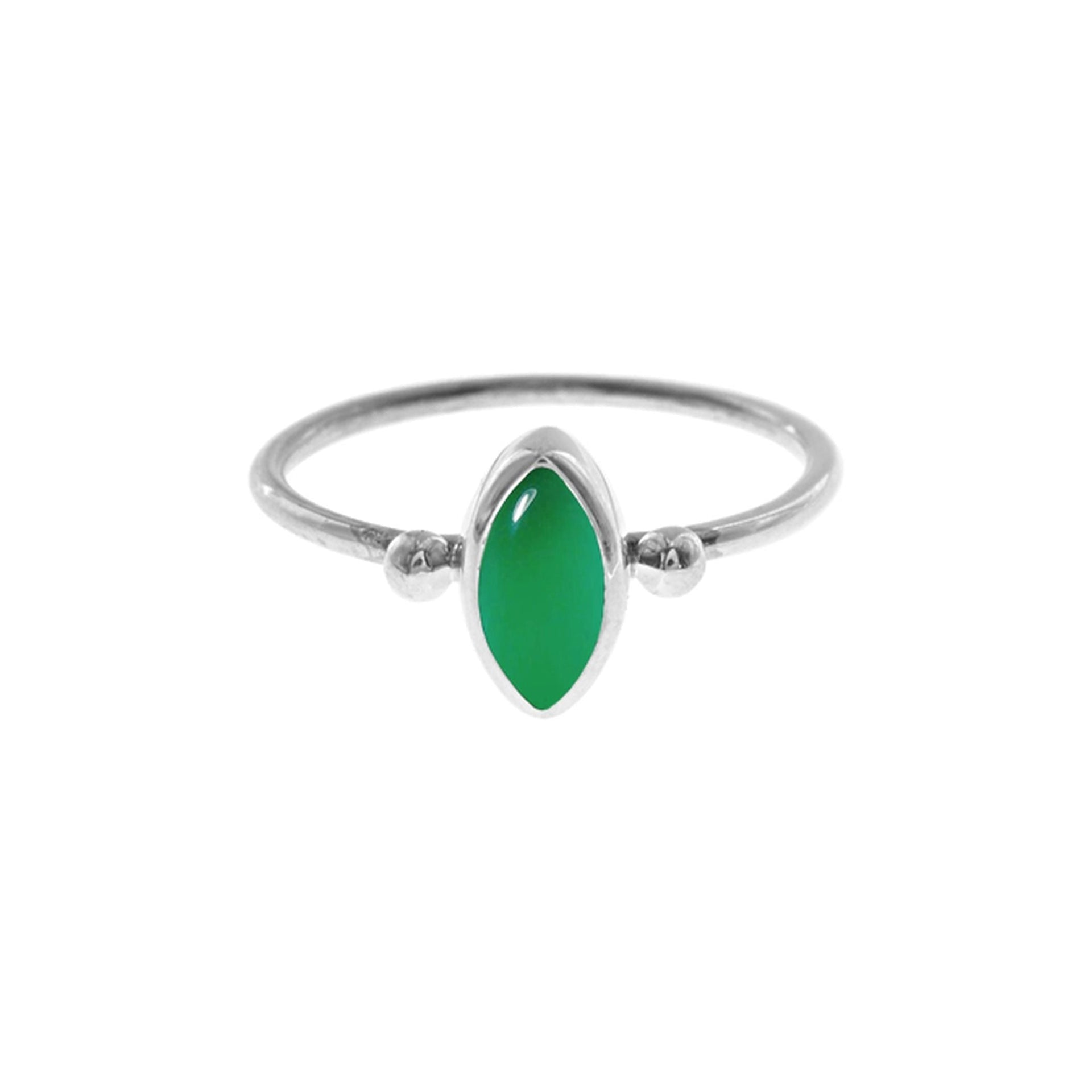 Bridget green agate marquis with bead detail ring
