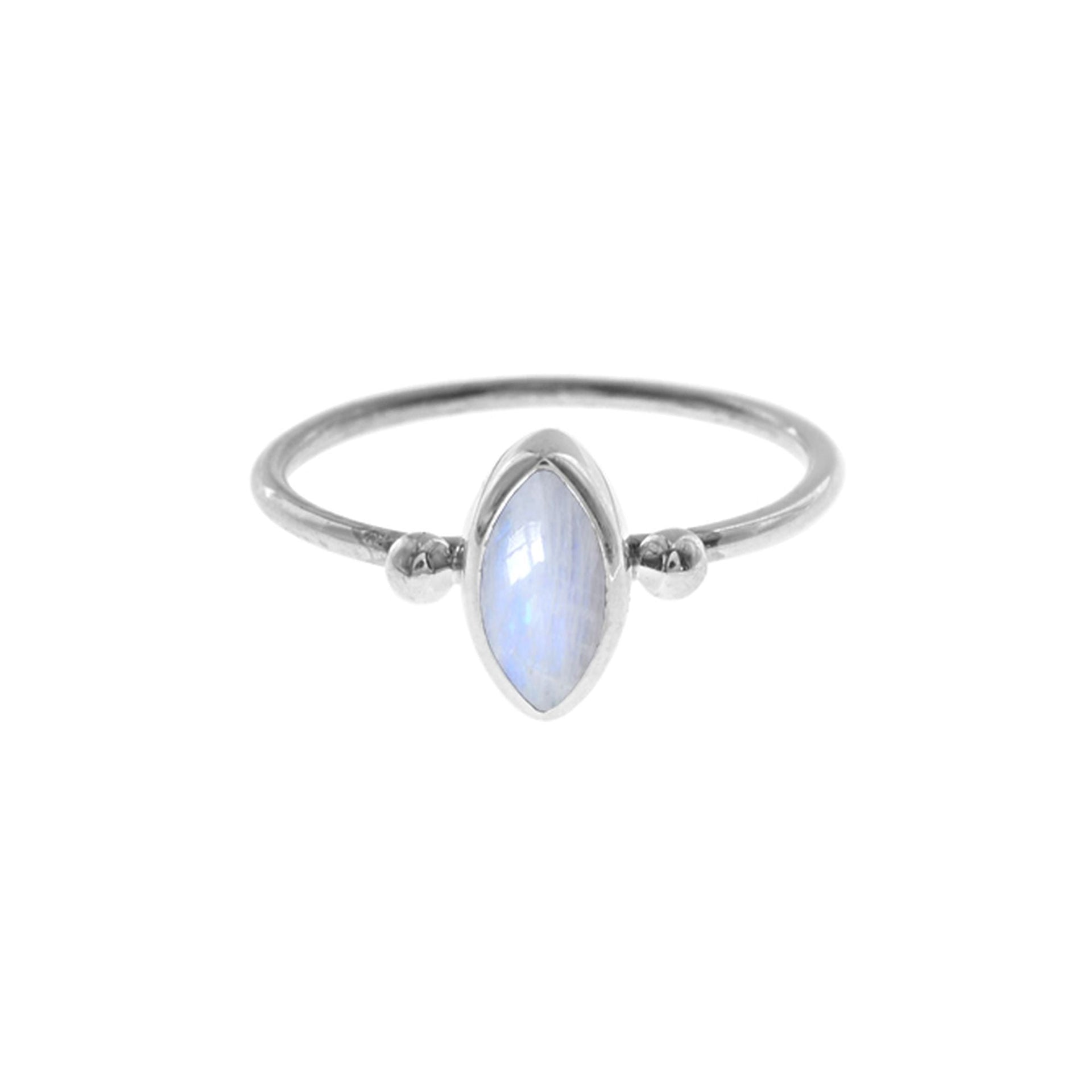 Bridget rainbow moonstone marquis with bead detail ring