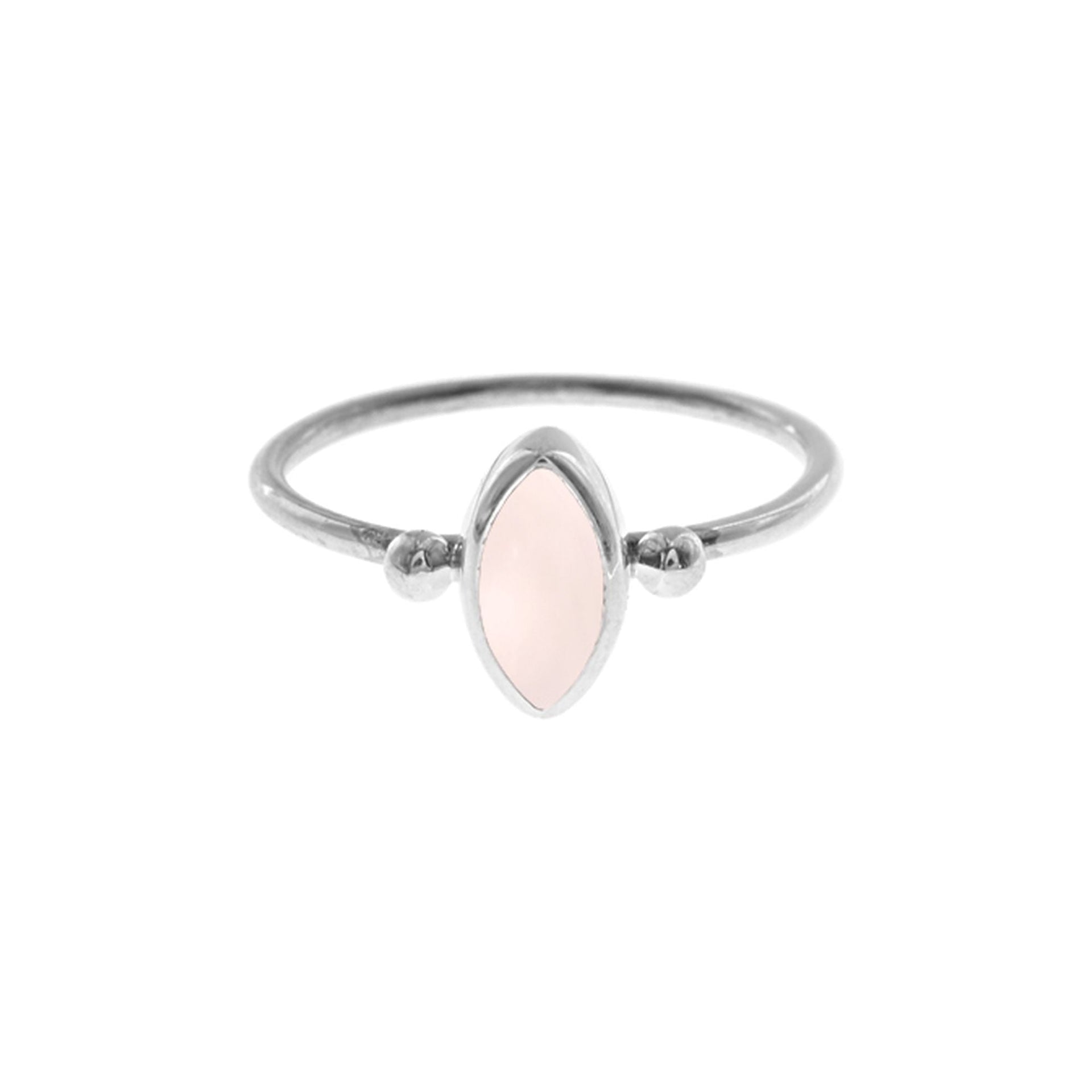 Bridget rose quartz marquis with bead detail ring