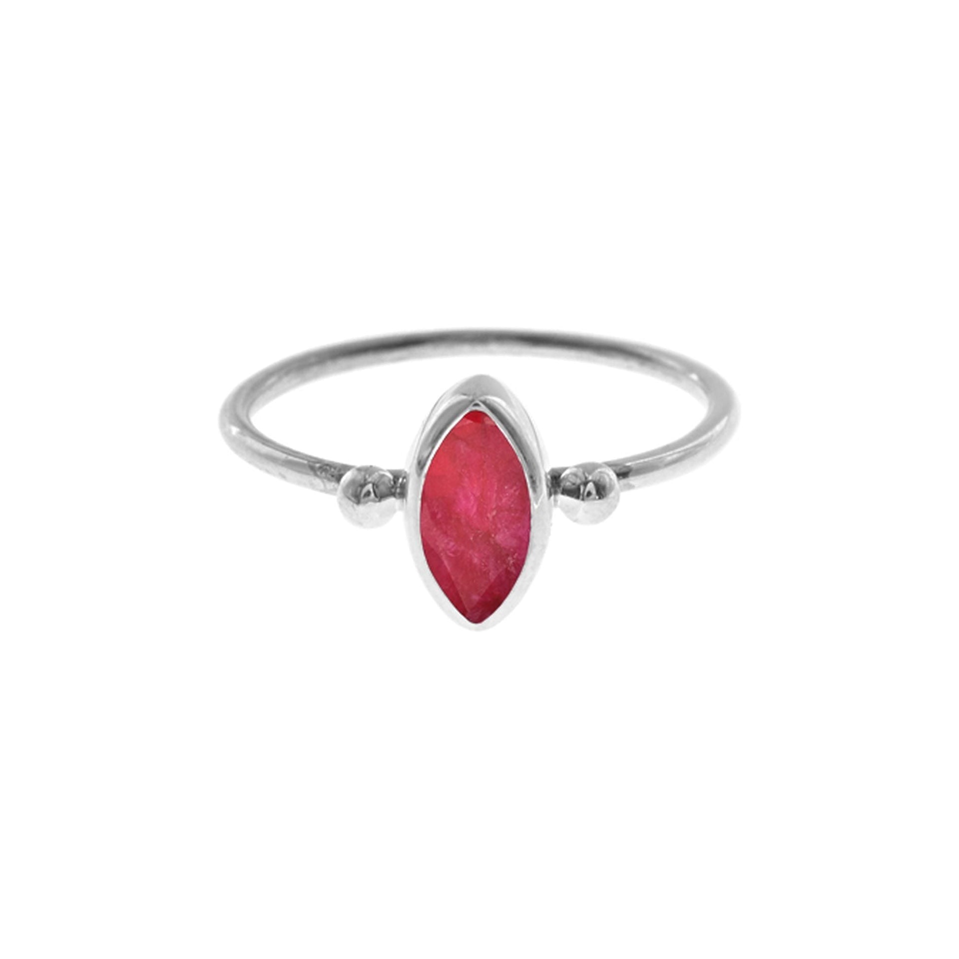 Bridget ruby quartz marquis with bead detail ring