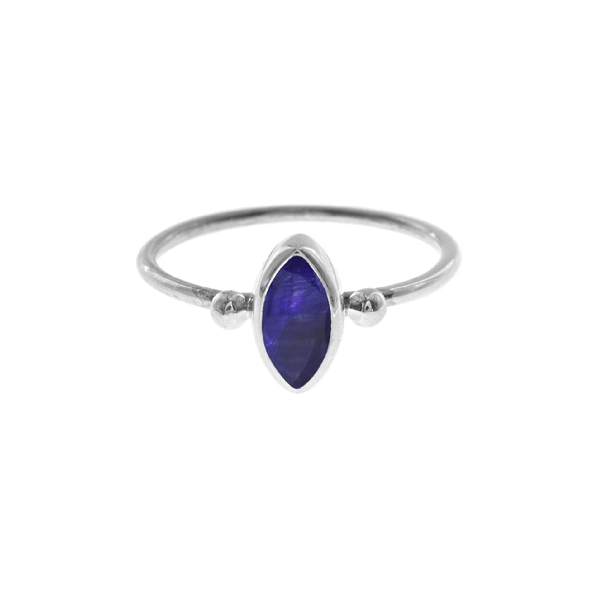 Bridget sapphire quartz marquis with bead detail ring