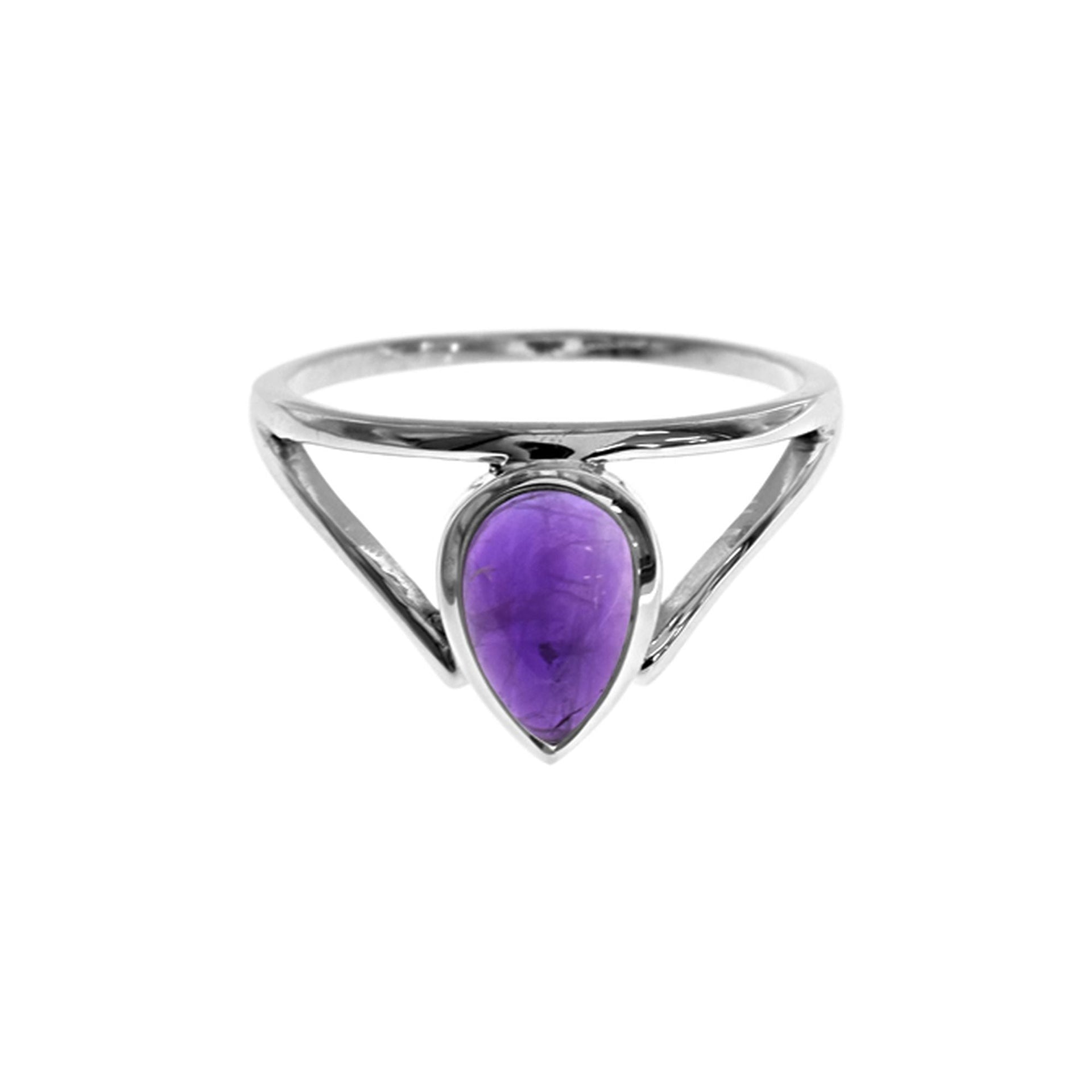 Ivy teardrop amethyst open chevron ring