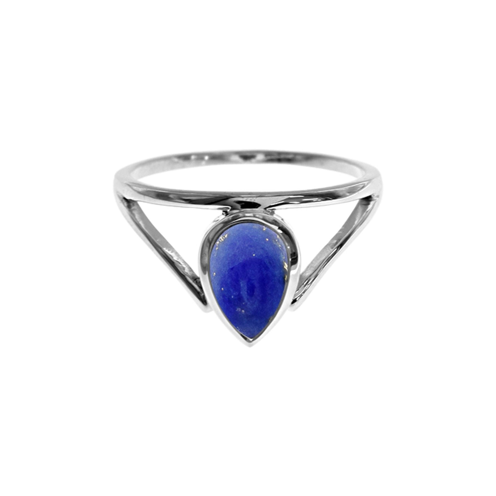 Ivy teardrop lapis lazuli open chevron ring