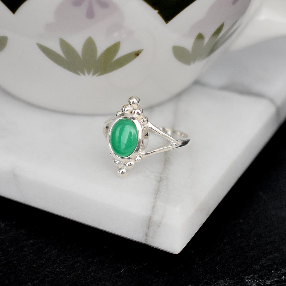 Catalina and green agate split band ring